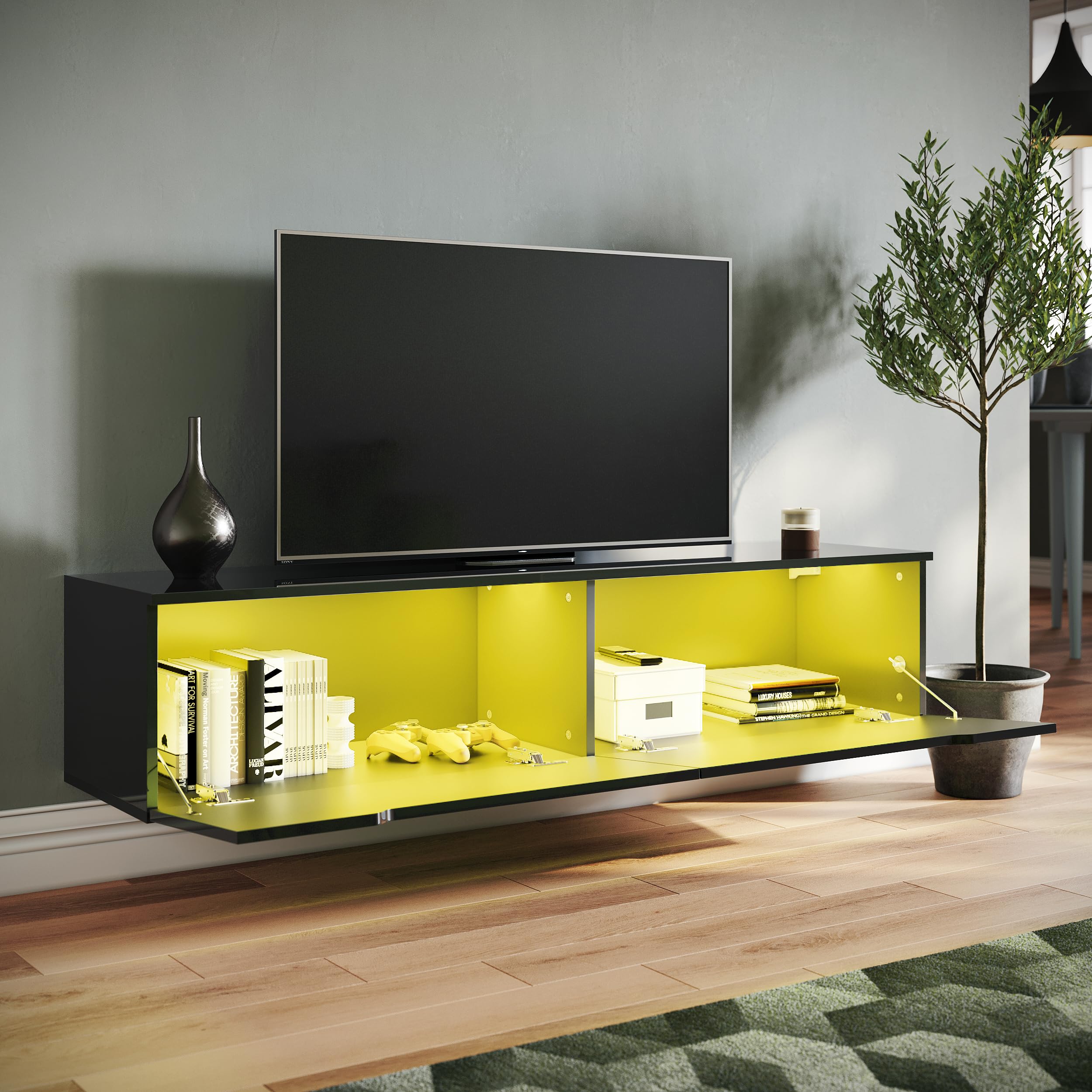 SONNI Mobile TV Sospeso 140x35x30cm Nero