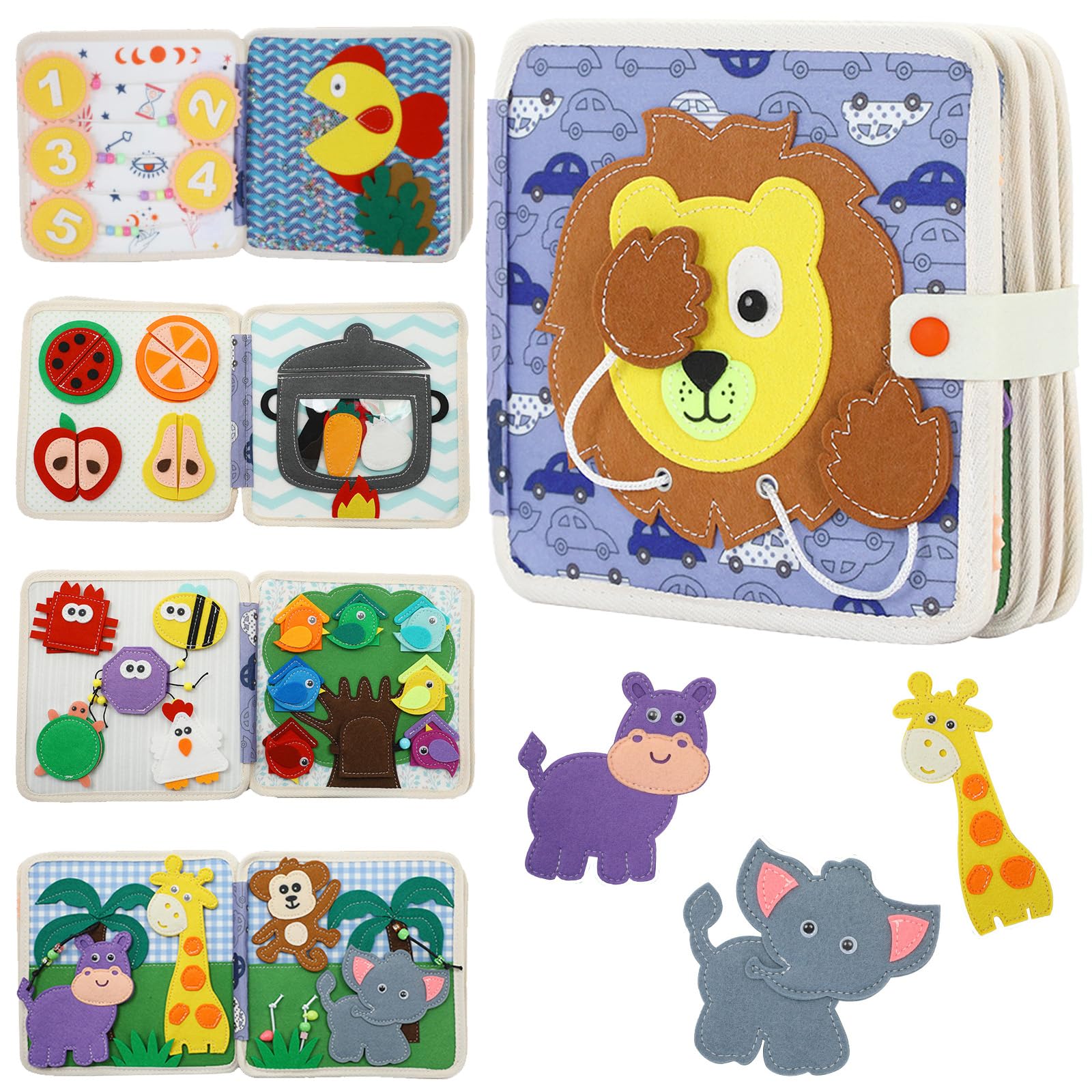 Busy Board Montessori En Feutre - Jouet éducatif 1-3 Ans - Thème Forêt - Livre D'activités Calme