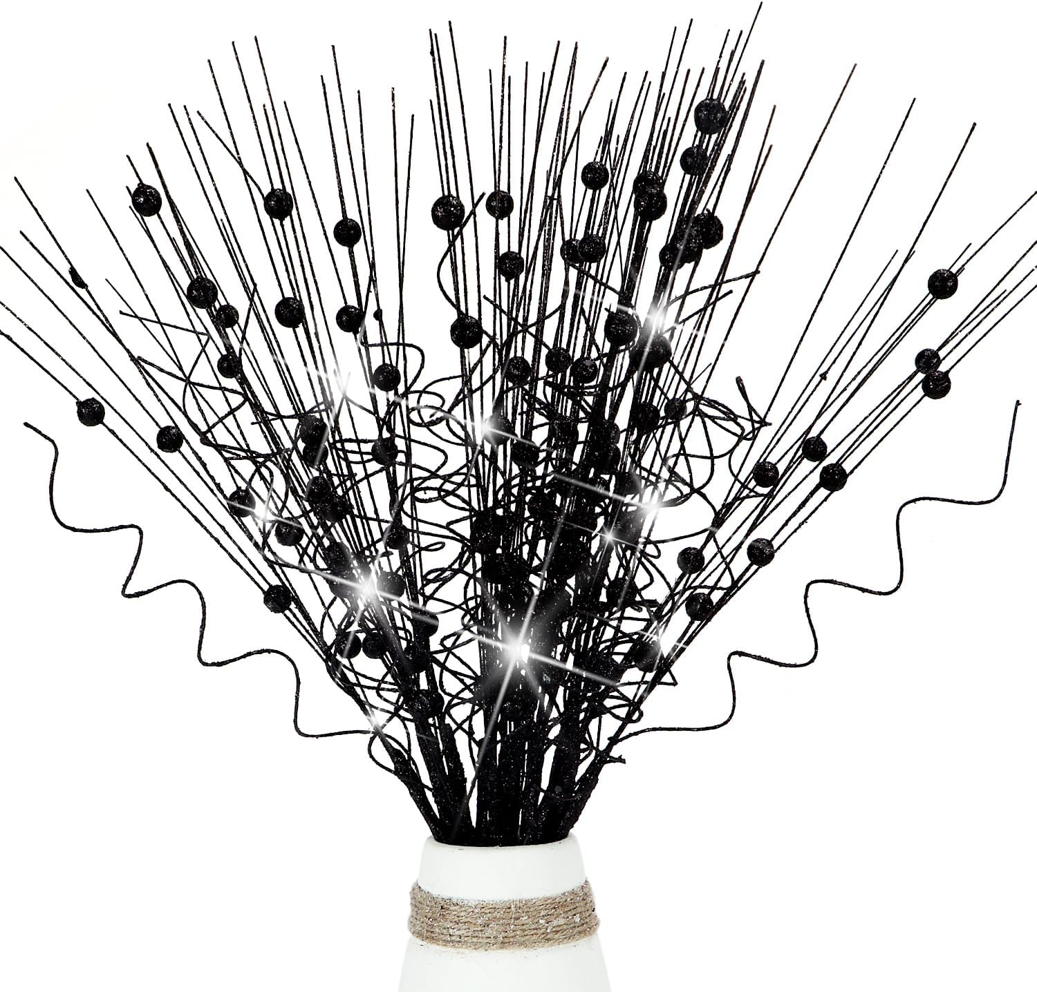 16Pcs Glitter Christmas Tree Picks Curly Sprays Sparkle