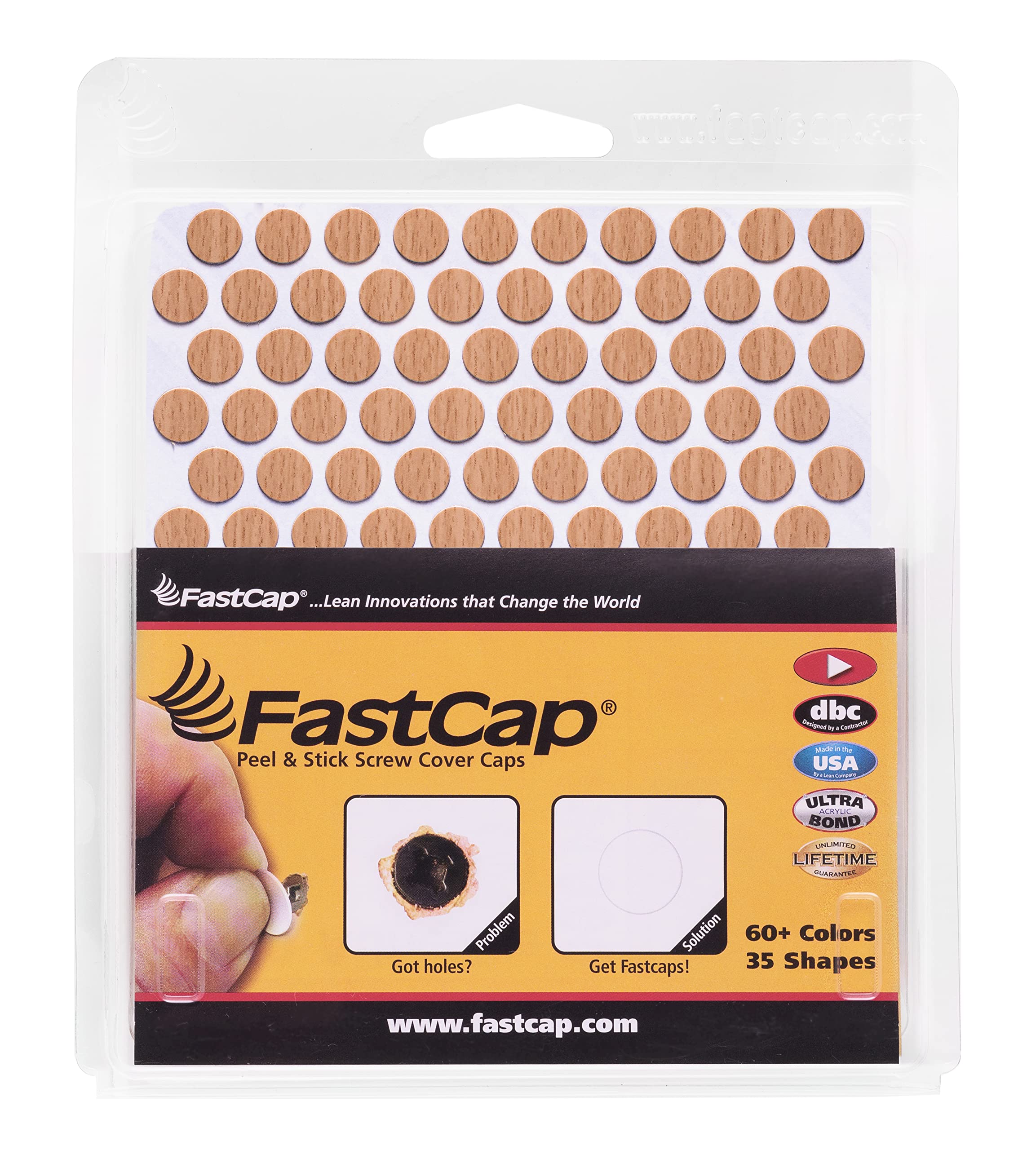 Cache-trous de vis autocollants hêtre 9 mm FastCap | 5 feuilles
