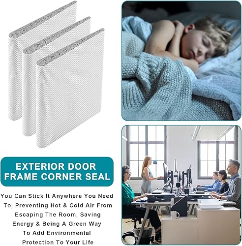 Miniatura 4 de 16 sellos de esquina de puerta, sello de marco de jamba de puerta exterior, tapones de cuña autoadhesivos, almohadillas de espuma para burletes de