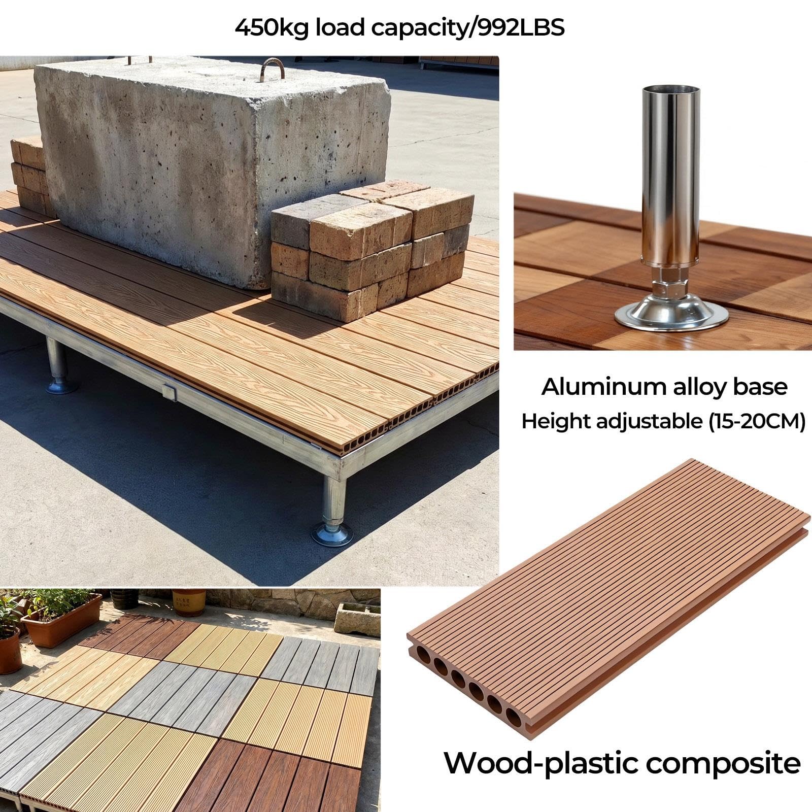 Baldosas compuestas para terraza, baldosas entrelazadas para patio (1mx1m)
