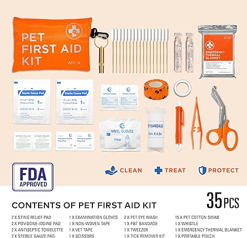 Miniatura 2 de ARCA PET Kit de Primeros Auxilios para Perros - Kit de Emergencia para Mascotas - Bolsa de Primeros Auxilios Resistente al Agua de Alta Visibilidad