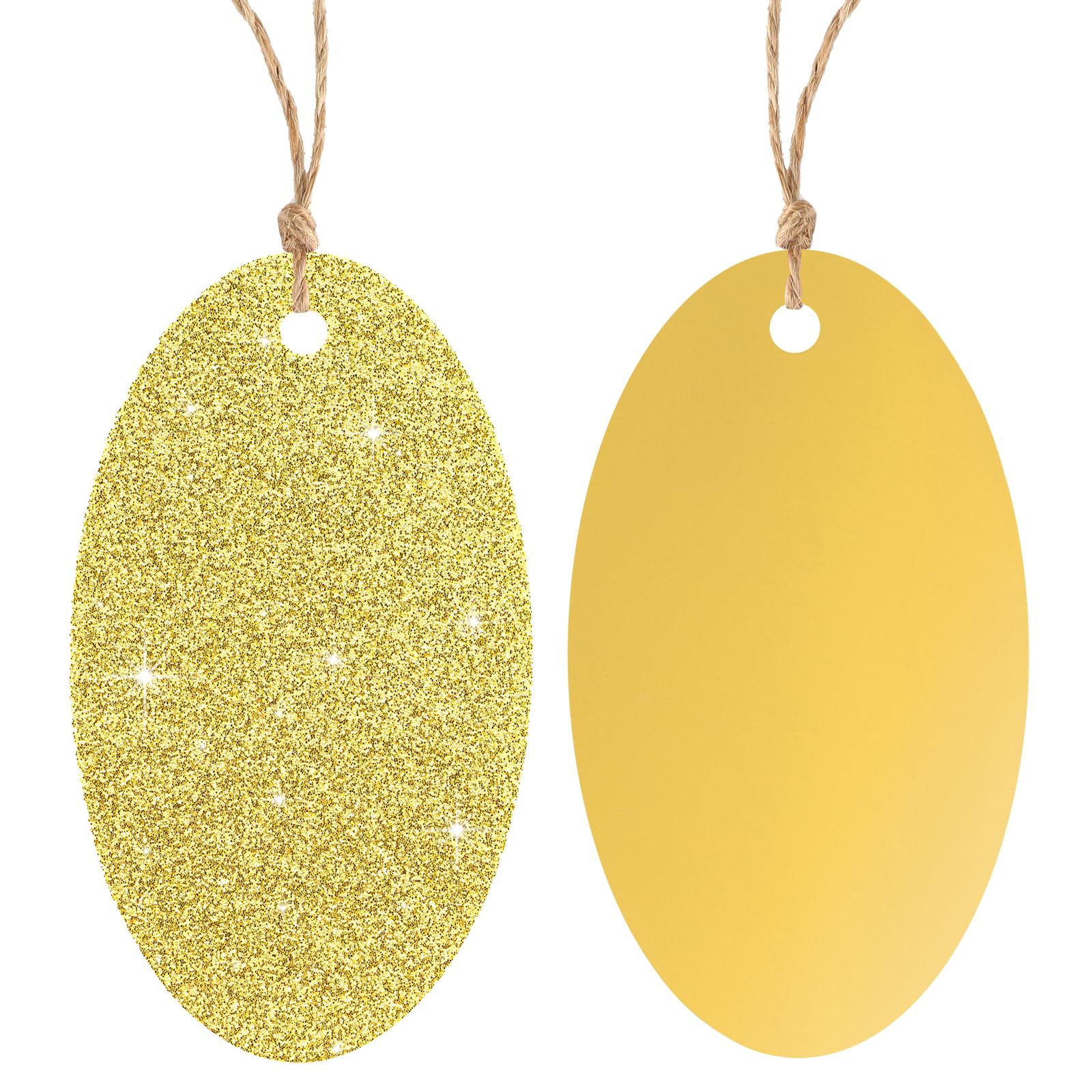 KINGLAKE 40 Pcs Gold Gift Tags, Glitter Foil Christmas Tags for Presents