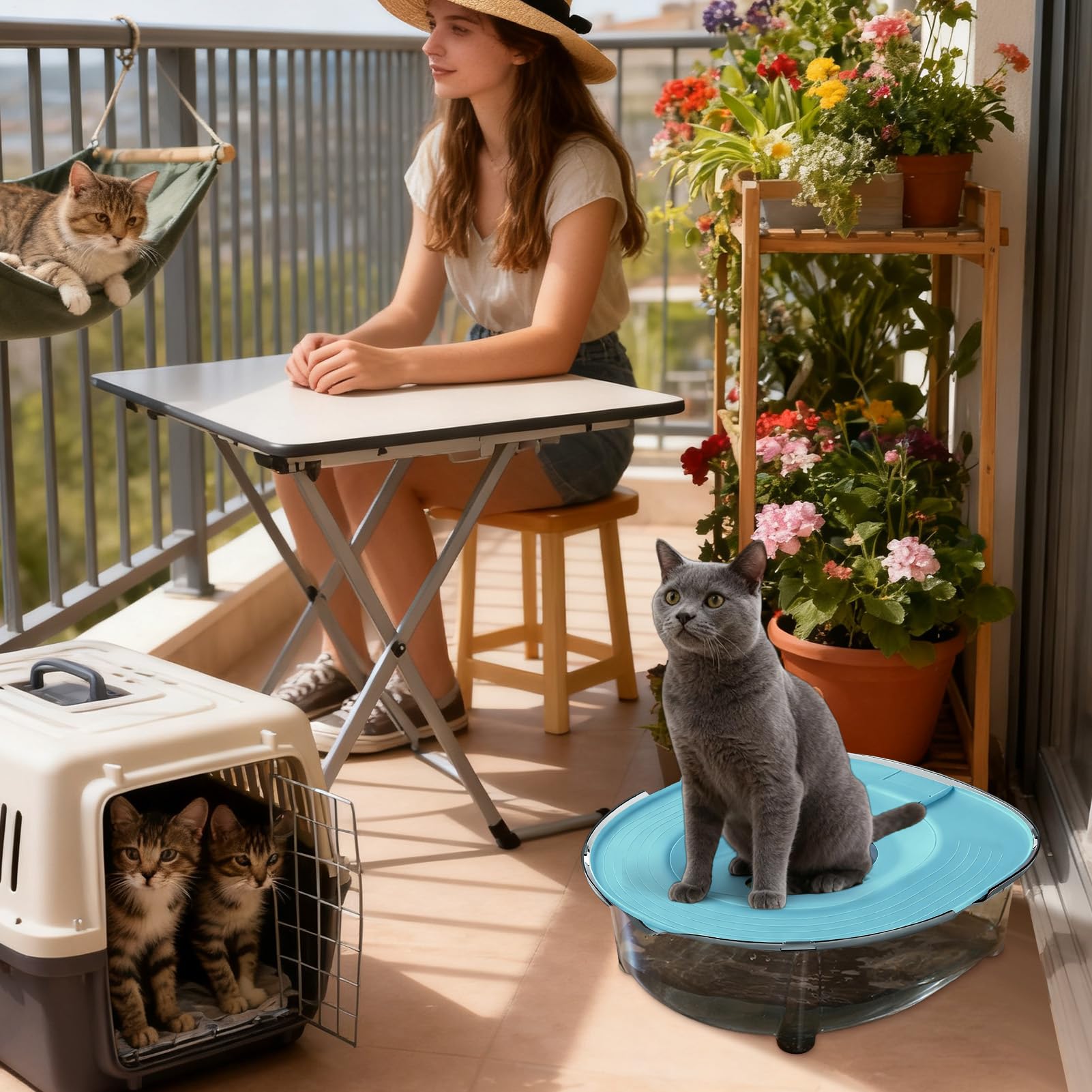 Lettiera Per Gatti Controllo Odori Anti Schizzi Semi Chiuso | Lettiera Aperta In Alto Per Da Interno Ad Uso Animali Domestici Interno Esterno Addestramento Medio Grande Anziano