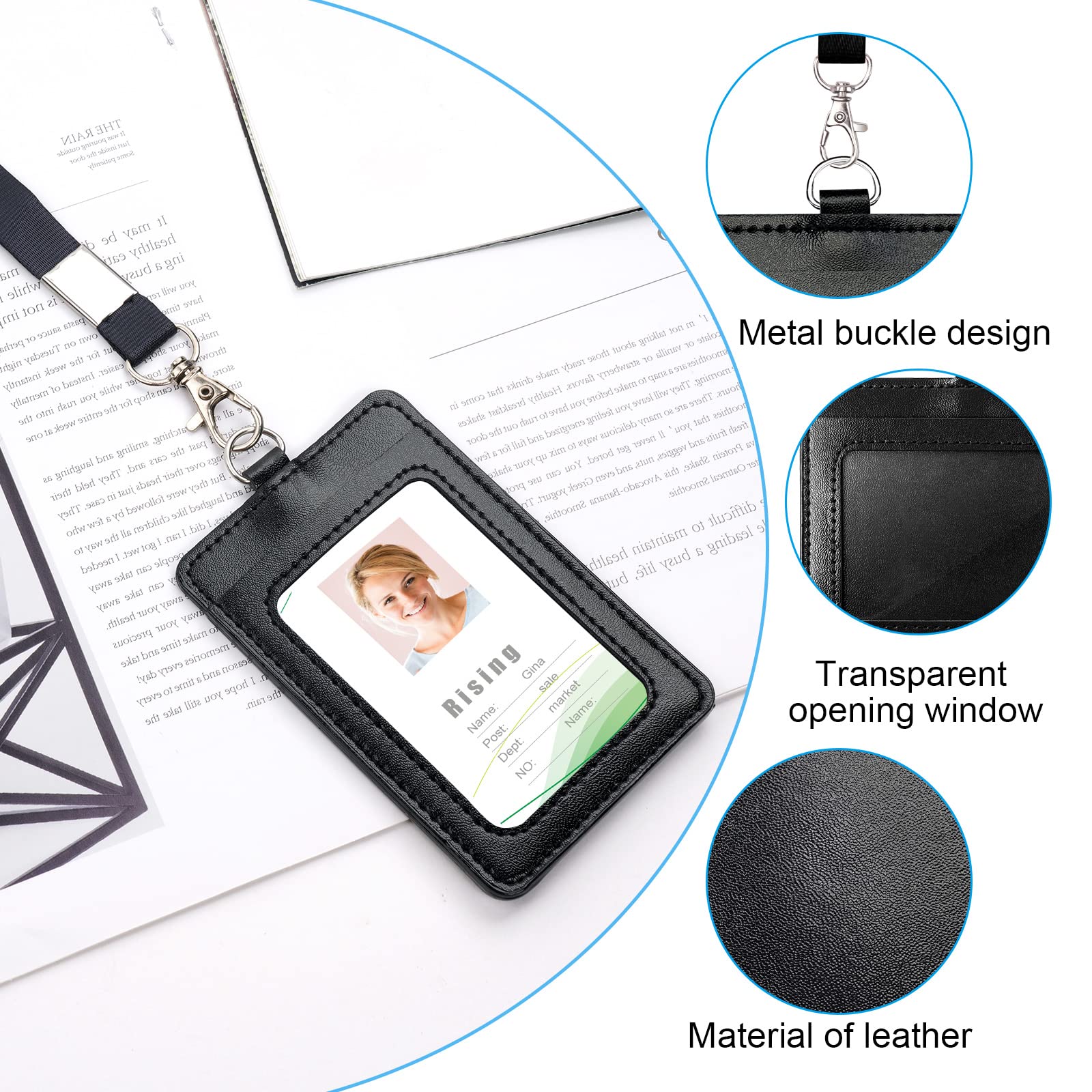 Vicloon Porta Badge da Collo Tesserino Verticale con Cordino Nylon 45,7 cm Pass Identificazione Ufficio Scuola