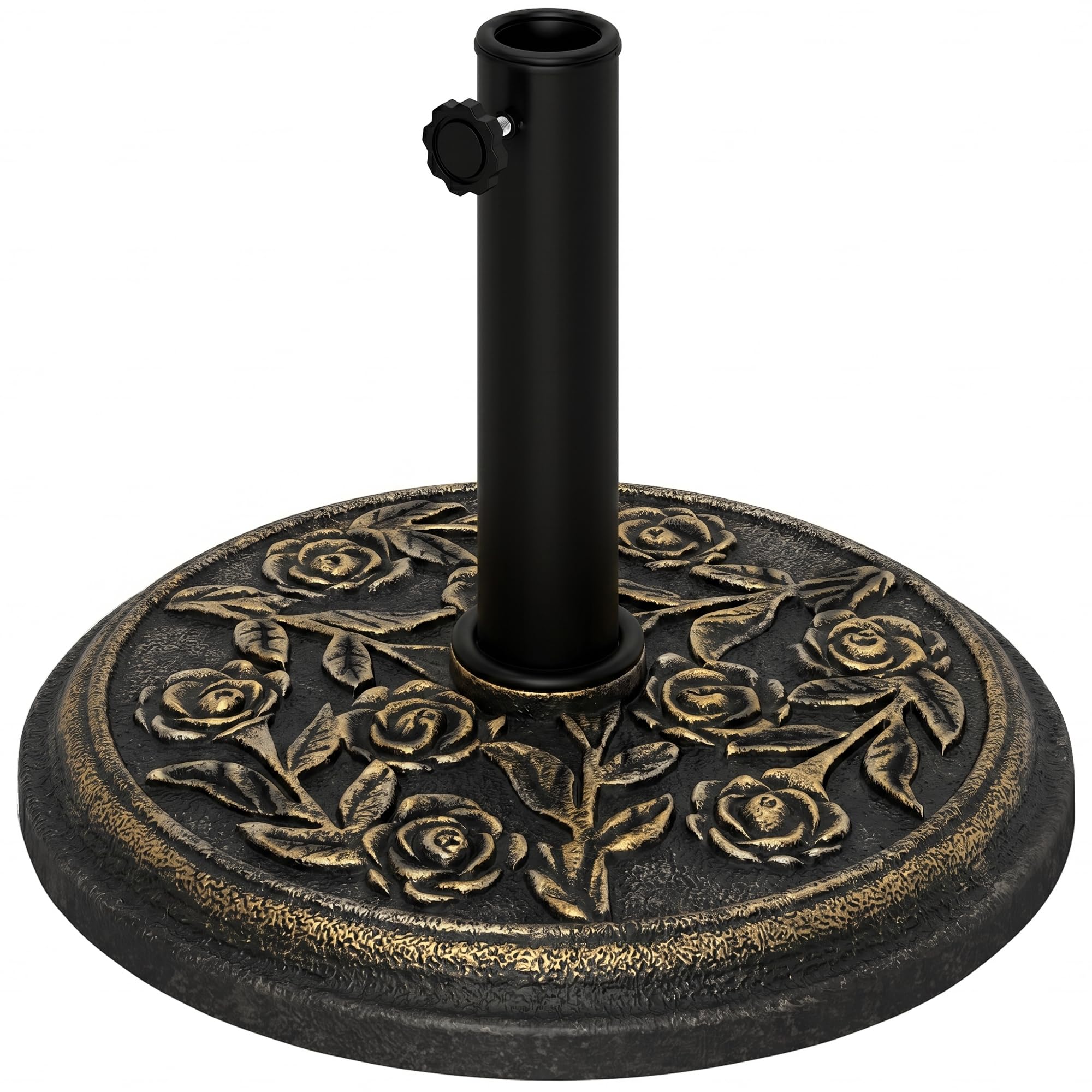 Outsunny Base para Sombrilla de Jardín de 9 kg Soporte de Parasol Redondo de Resina para Postes de 38mm/​48mm Ø45,​5x31 cm Bronce