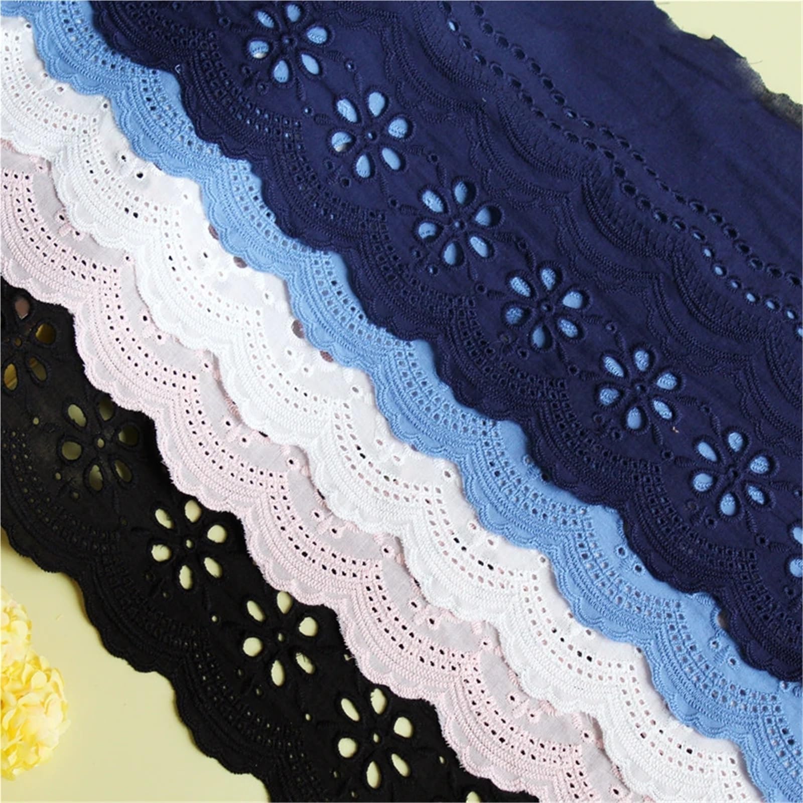Cinta De Encaje De Algodón Con Ojales Tela de algodón 5 yardas, adorno encaje bordado, ropa mujer, vestido, tela DIY 21CM ancho(Pink,9.5-10Yards)