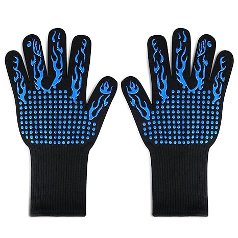 1472 degreeF Heat Resistant Silicone Oven Gloves for Grilling, Cooking, Baking and Cutting