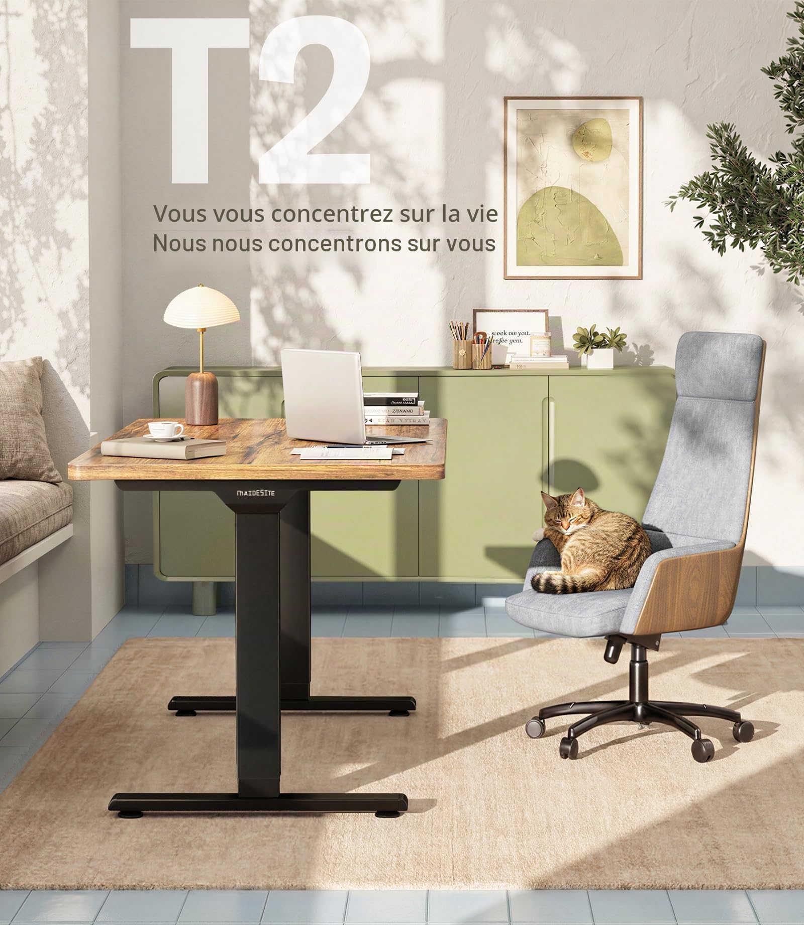MAIDeSITe T2 Cadre de Bureau Assis-Debout électrique, 2 Moteurs