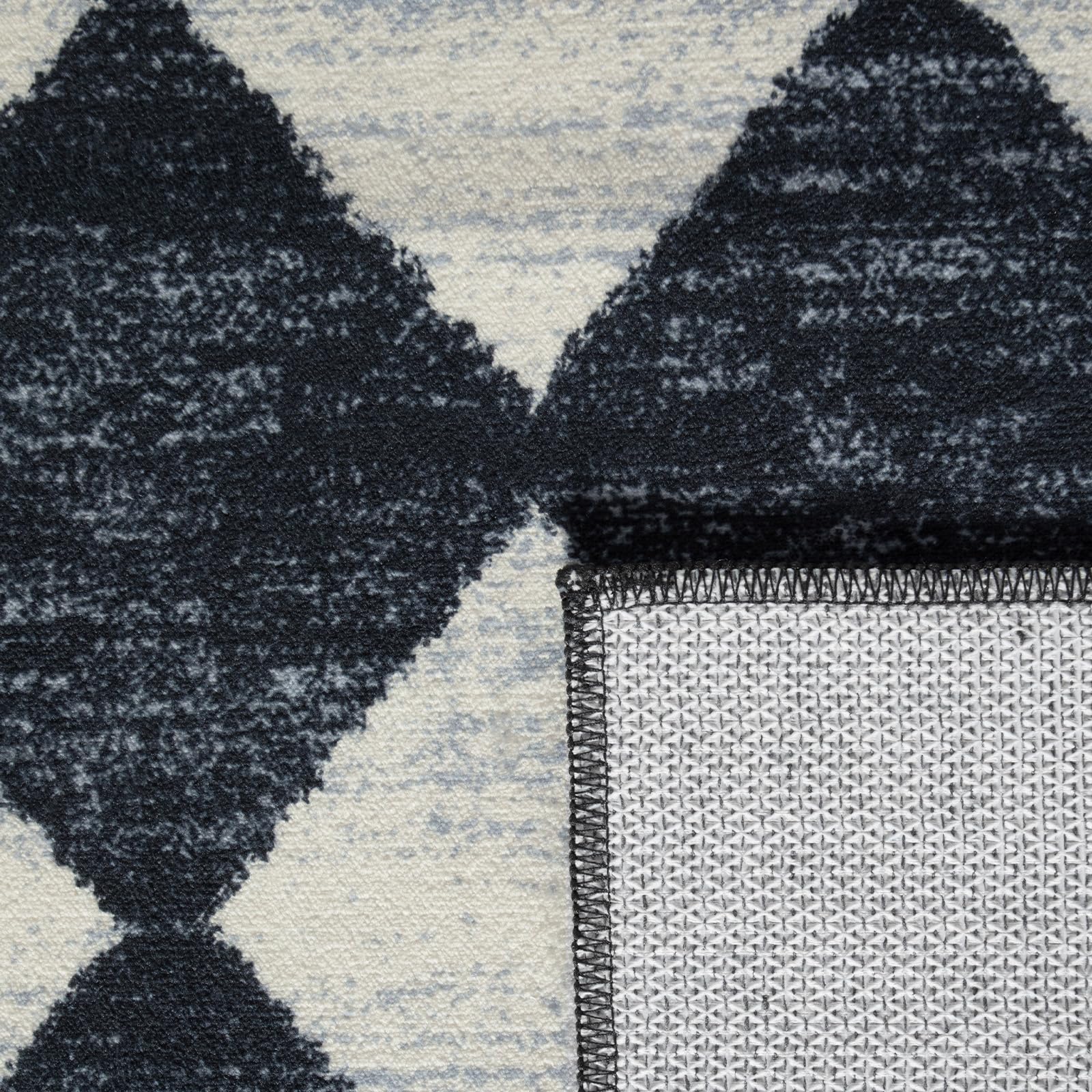 Lahome Moroccan Trellis Area Rug, 2x3 Printed Small Black Checkered Entryway Rug Non Slip Kitchen Mat - Image 4