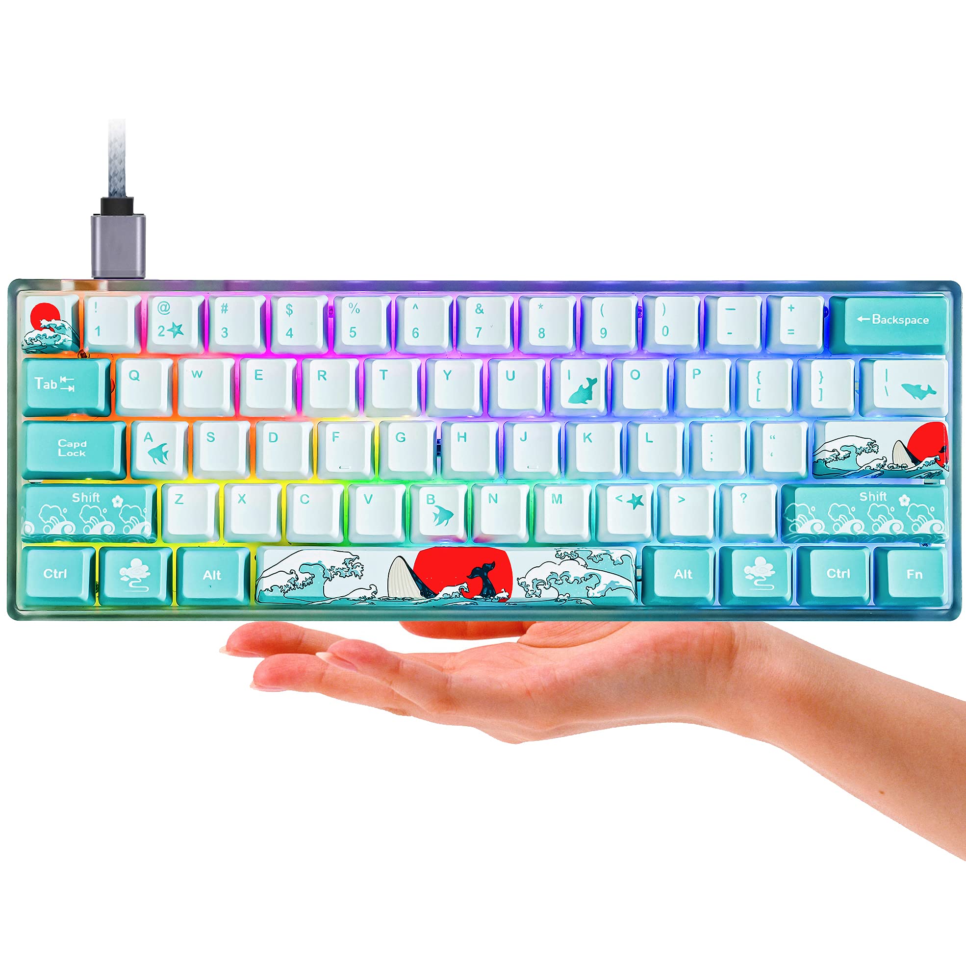GTSP GK61 60% Mechanical Gaming Keyboard - Hot Swappable Gateron Optical, RGB Backlit