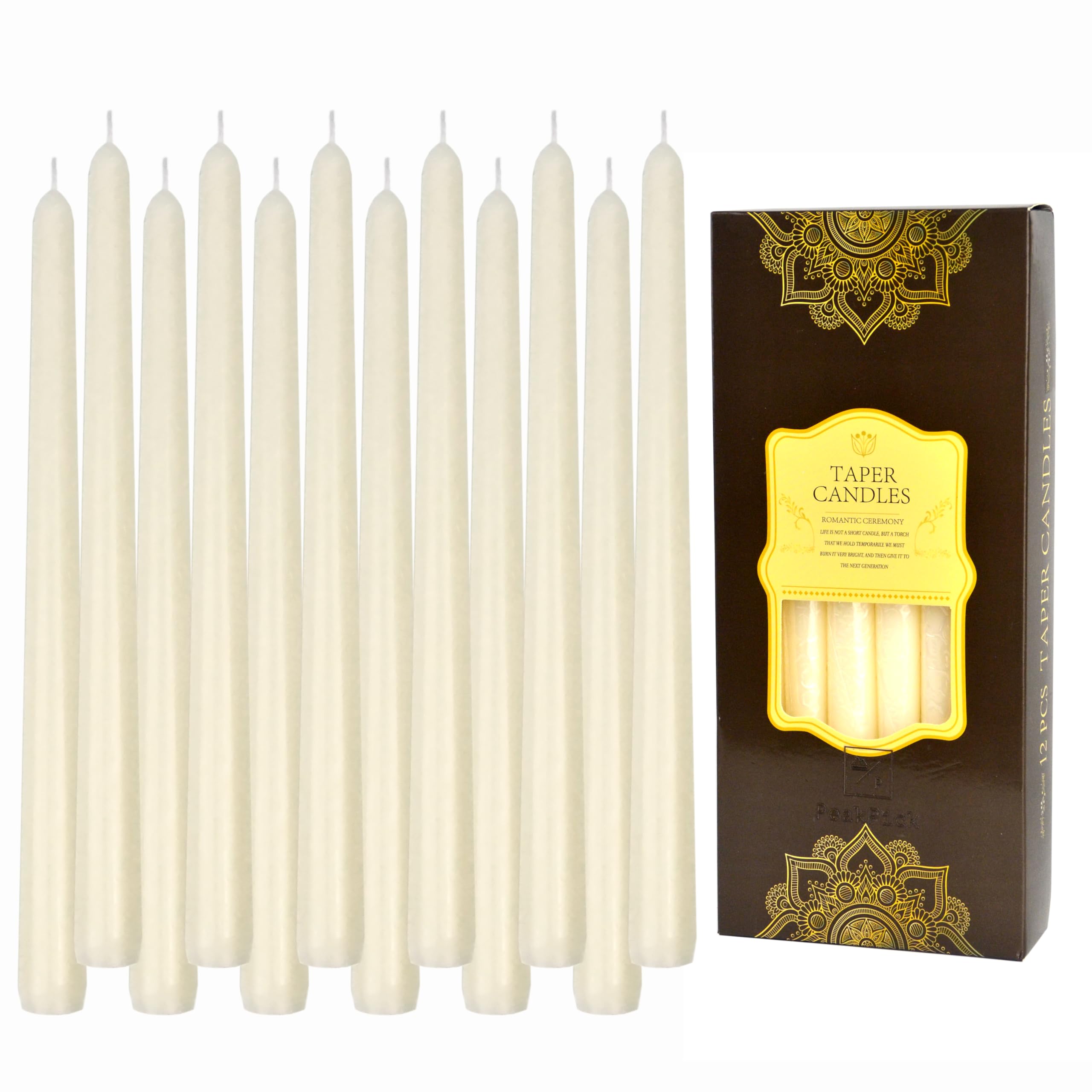 Photo 1 of (()only 8 included )))Pack Ivory Taper Candles - Taper Candles 10 Inch Smokeless & Unscented - 8 Hours Long Burning - Hand Poured Tall Candlesticks - Ideal for Wedding, Party, and Home Décor