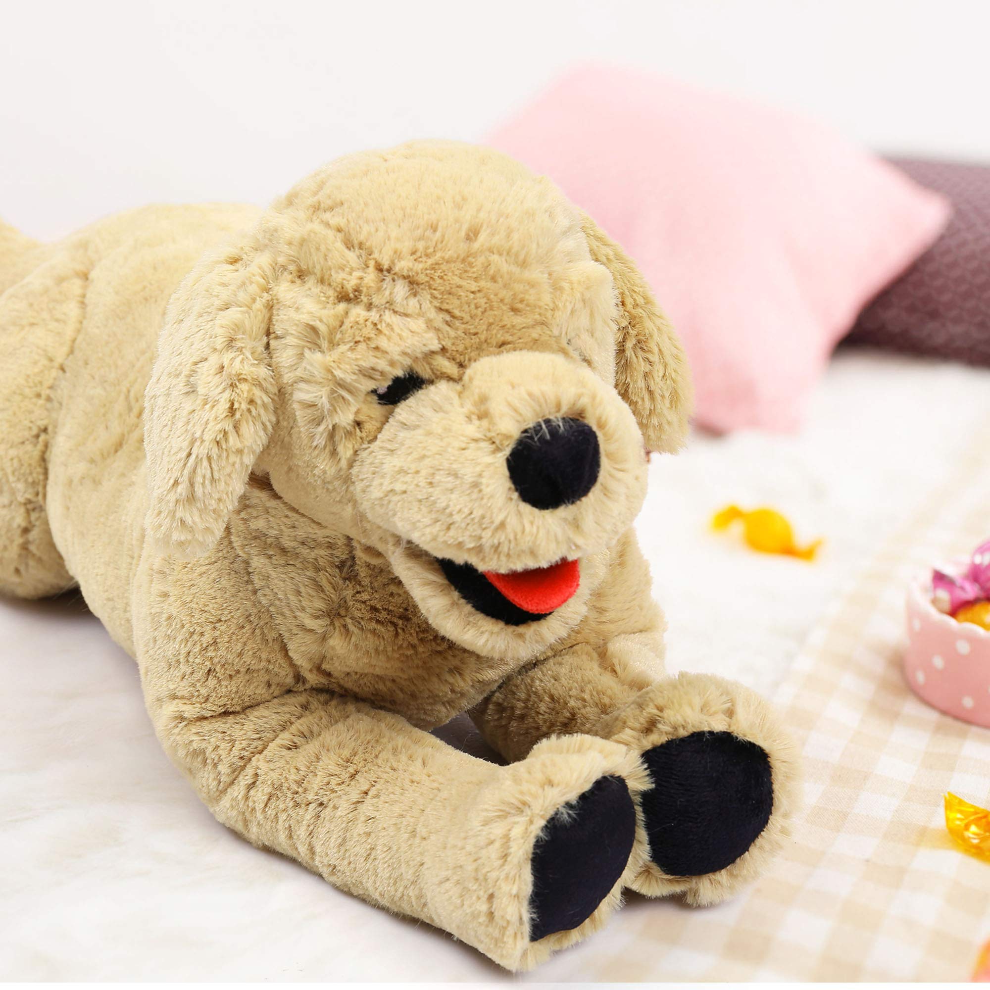 LotFancy Peluche Chien Golden Retriever Réaliste Douce Marron Clair, 52cm | Cadeau Parfait pour Les Amies Enfants Copines au Saint-Valentin FR helpe Anniversaire ou d'autres Fêtes