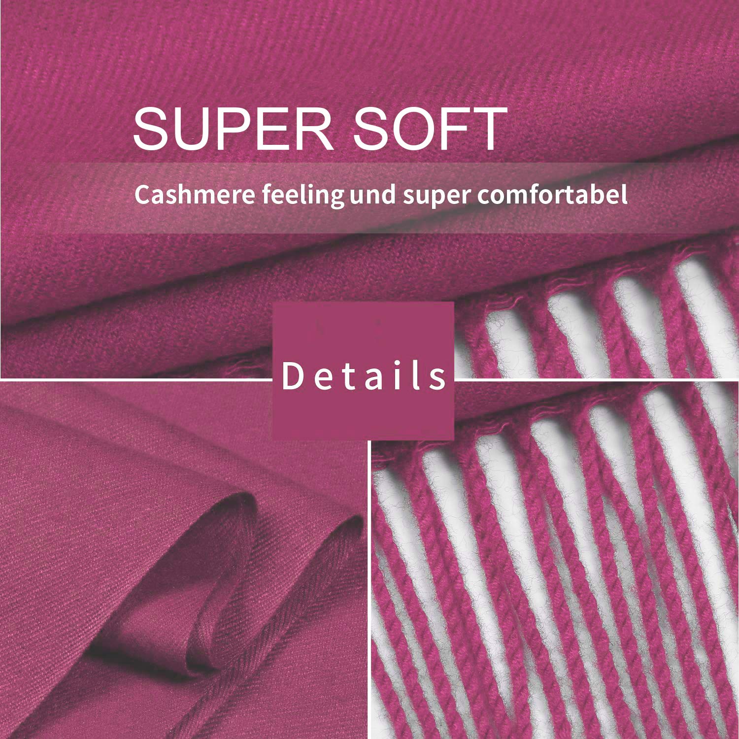 Pashmina Stola Damen für Abendkleid Kaschmirstola Kaschmir Schal Umhang Paschmina Schwarz Rot Creme Rosa Pink Blau Grün Beige Ivory Elfenbein Weiß