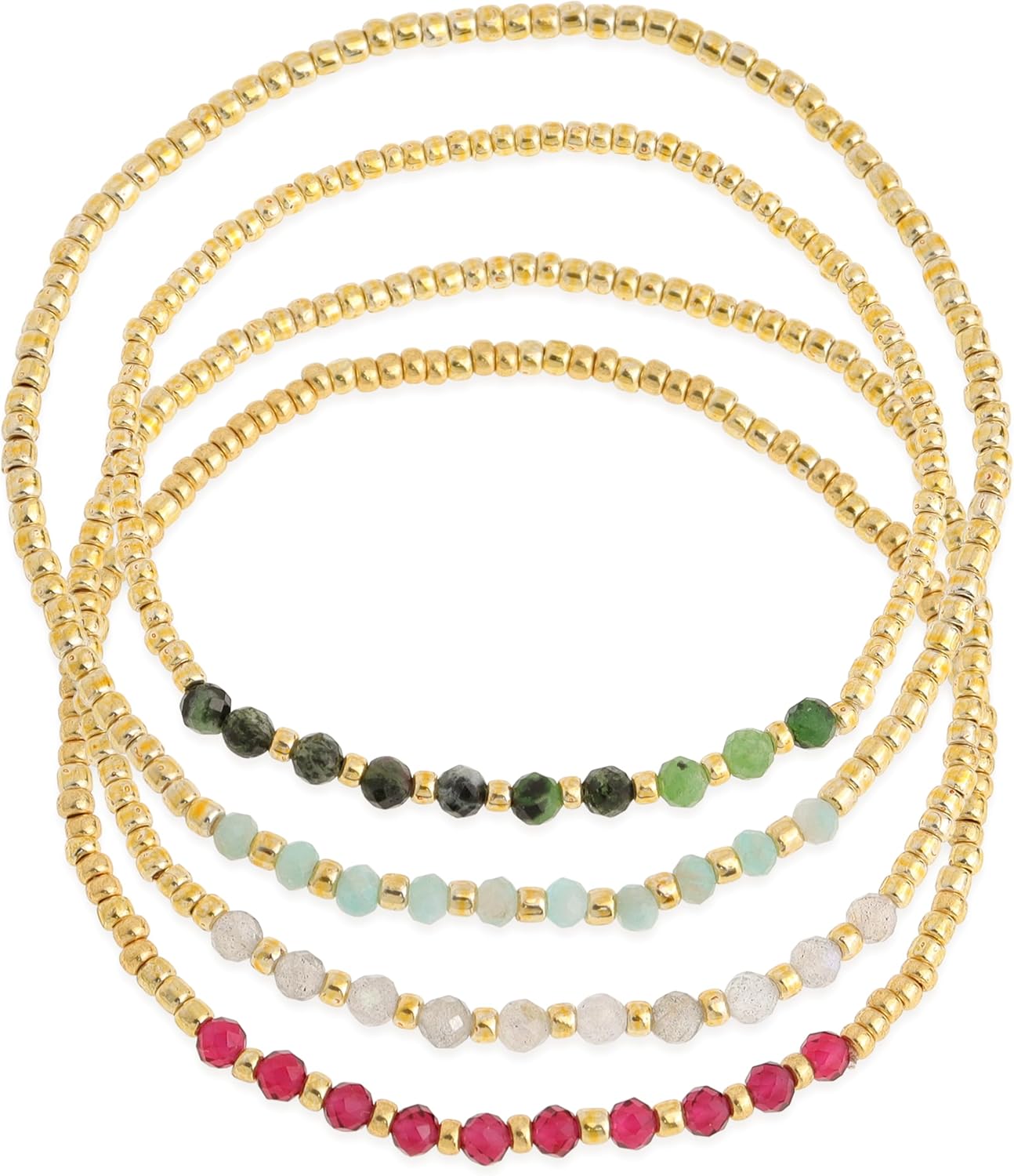 Gold seed beaded friendship bracelets for women gemstone summer gift