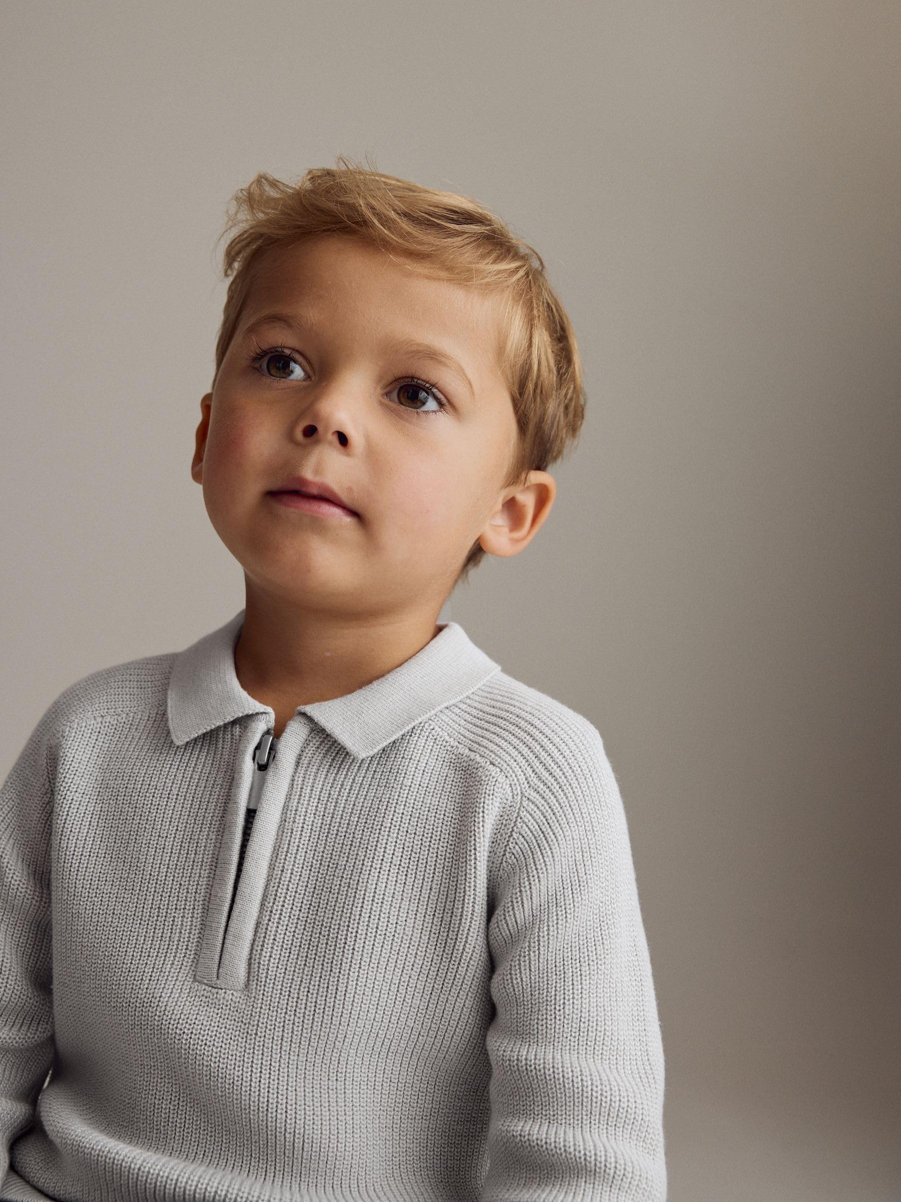 NEXT Jungen Standard Strick-Poloshirt mit Langen Ärmeln und RV-Kragen 62-122