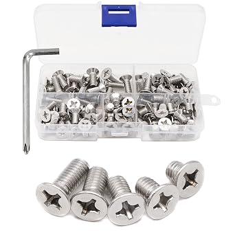 100pcs Flat Phillips Head M6 x 8mm/ 10mm/ 12mm/ 14mm/ 16mm 304 Stainless Steel Screws Kit