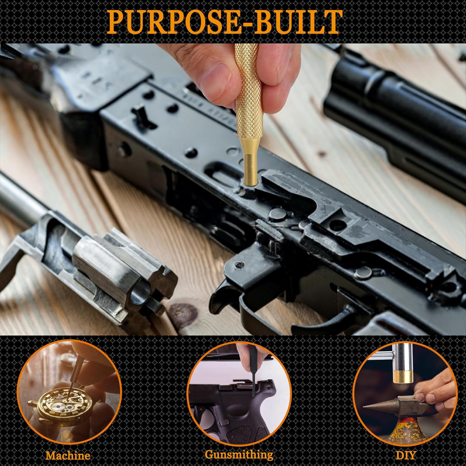 Torque Screwdriver & Pin Punch Set, Elite Gunsmithing Tools Absolute Combo for Gun Maintenance, Scope Mounting, DIY, Include S2 Bits, Brass and Steel Pin Punches, Hammer set