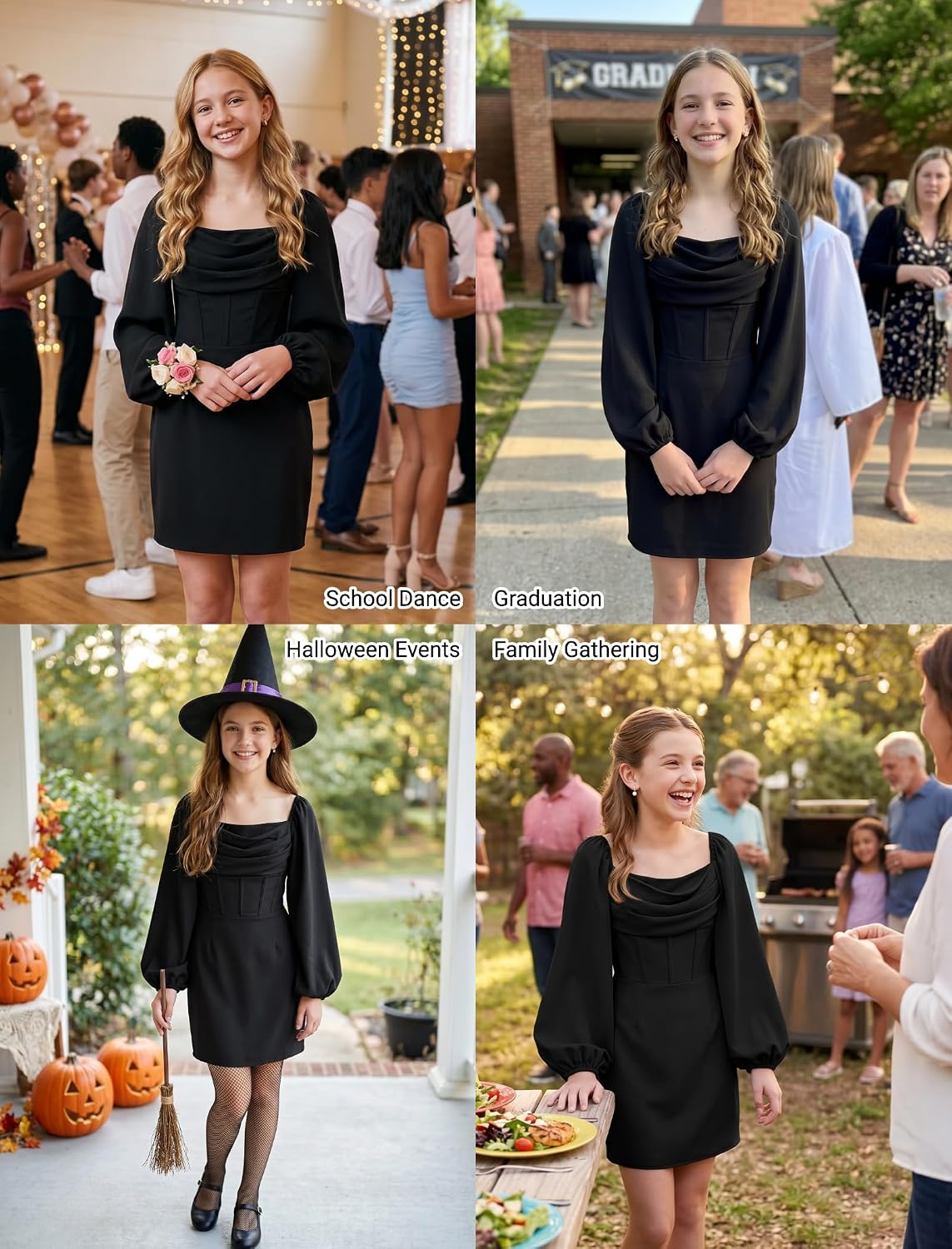 EXARUS Girls Summer Formal Dress Tween Party Dance Graduation Teen Junior HOCO Ruffle Mini Elegant Dresses 10-16Y