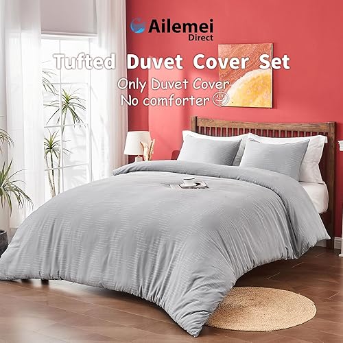 Miniatura 2 de Ailemei Direct Funda de edredón de tamaño individual en estilo bohemio, juego de funda de edredón bordado Shabby Chic para todas las estaciones, 2