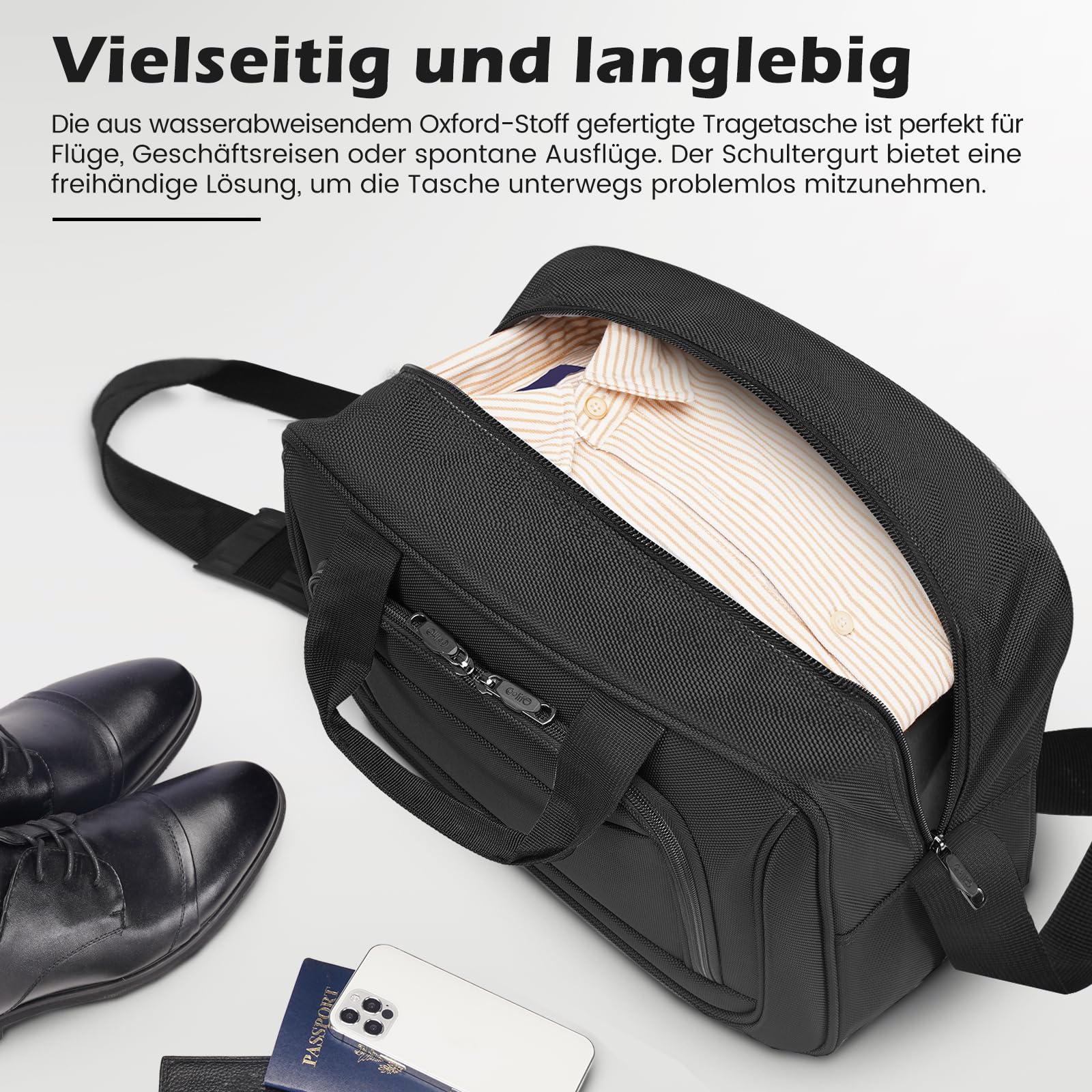 COOLIFE Koffer Trolley Koffer Reisekoffer von 4 Rollen Stoffkoffer Handgepäck TSA-Schloss Der Koffer Enthält 1 Große Umhängetasche (Großer Koffer-Set 2tlg, Schwarz+Rot)