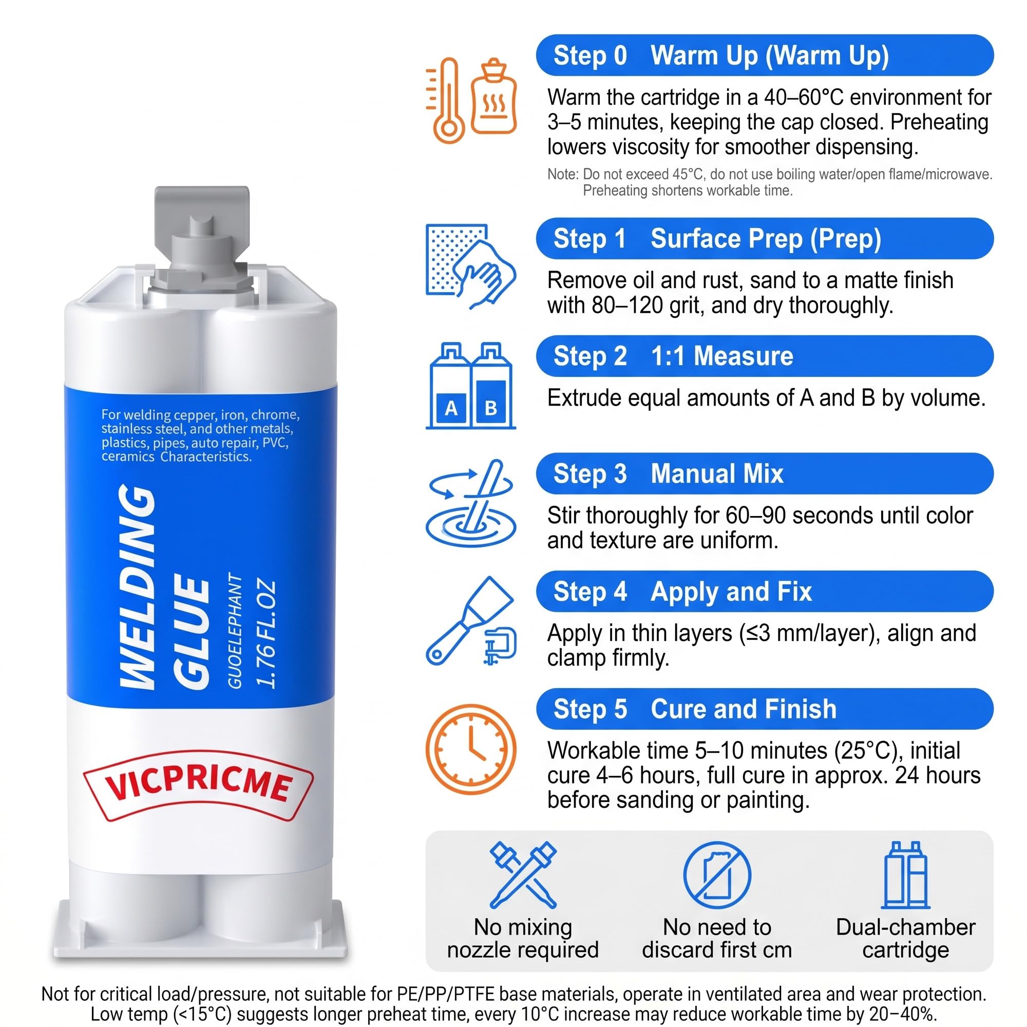 Vicpricme Metal Glue - Heavy Duty Repair -9 Vicpricme Metal Glue - Heavy Duty Repair -9