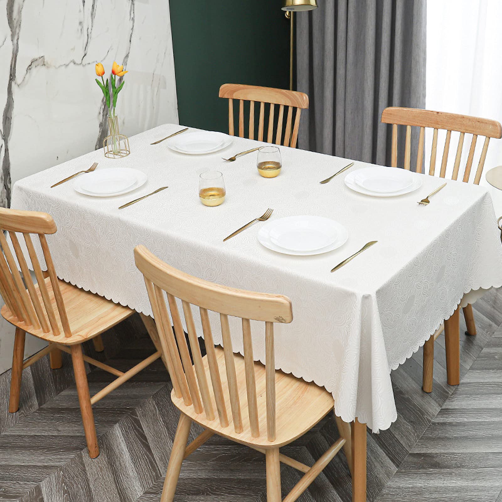 Tischdecke Tischtuch Pflegeleichte Tischwäsche Verbrühungshemmende Pu Tischläufer Eckig Viele Größe Farbe Wählbar Weiß C 120 × 120cm