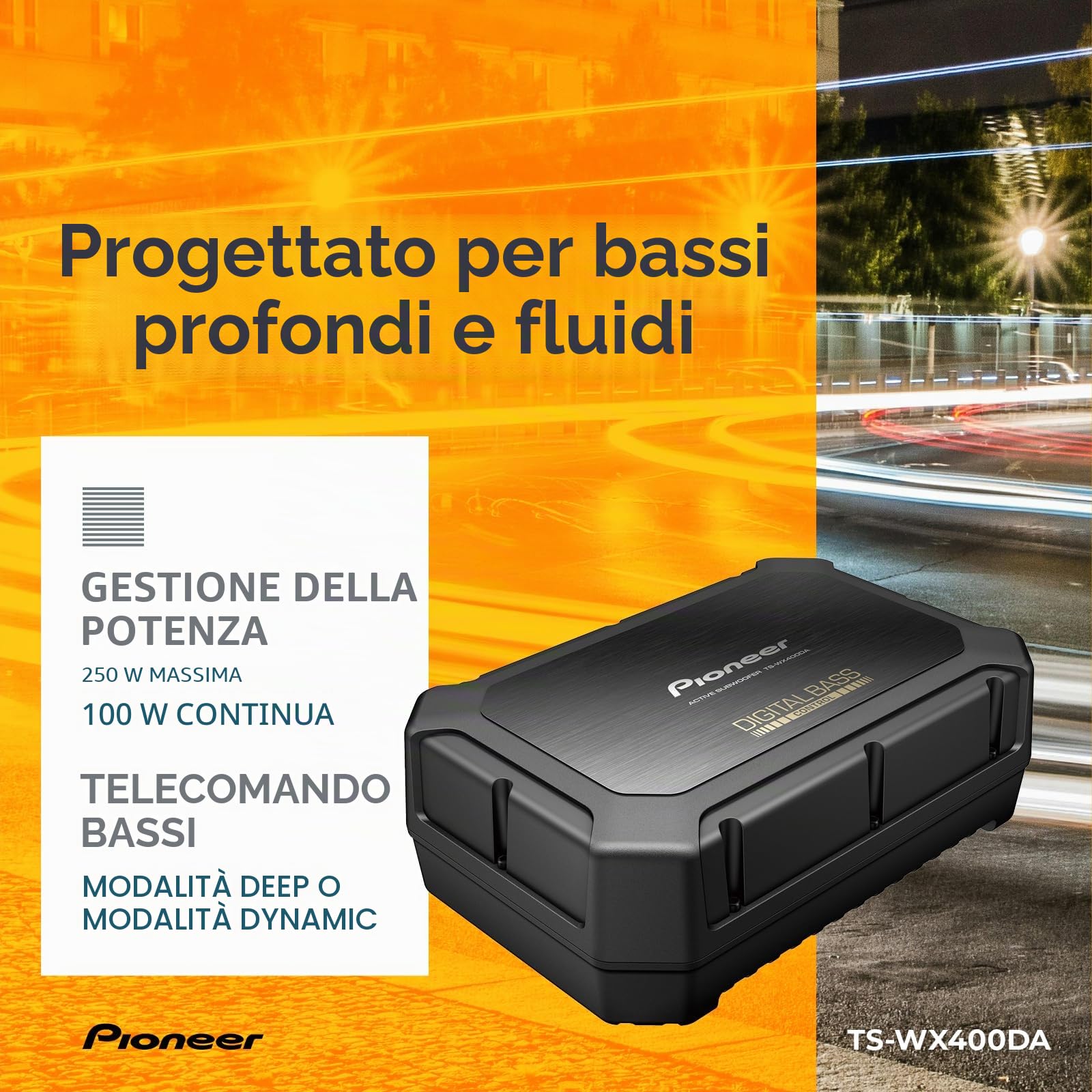 PIONEER TS-WX400DA Subwoofer attivo classe D 250 W nero 300 x 100 x 200 mm