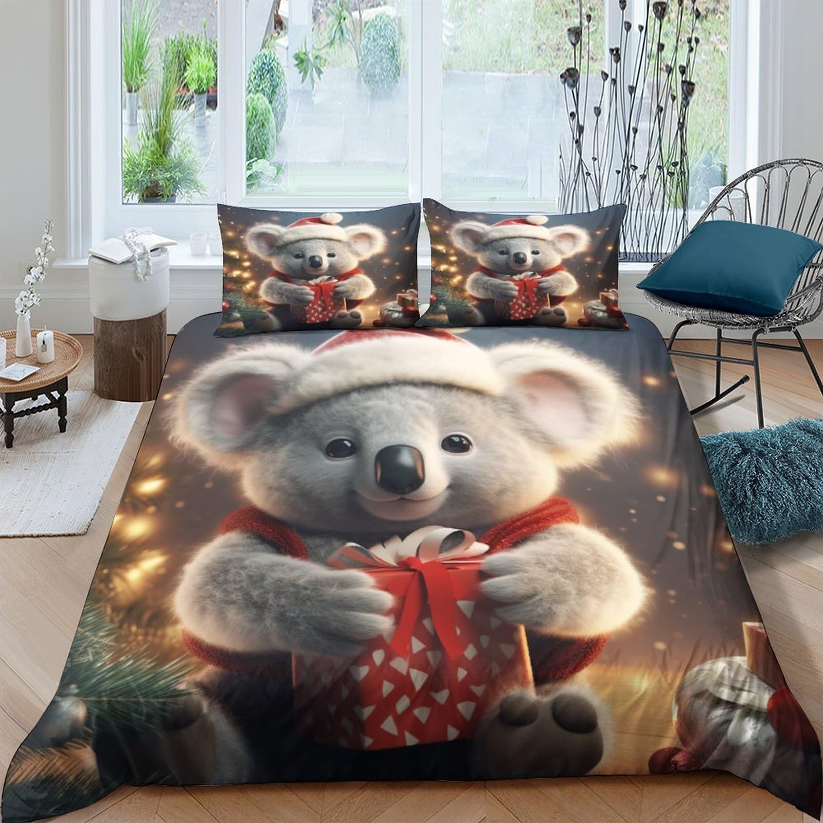 Parure de lit koala anti-allergique et douce avec housse de couette facile d'entretien