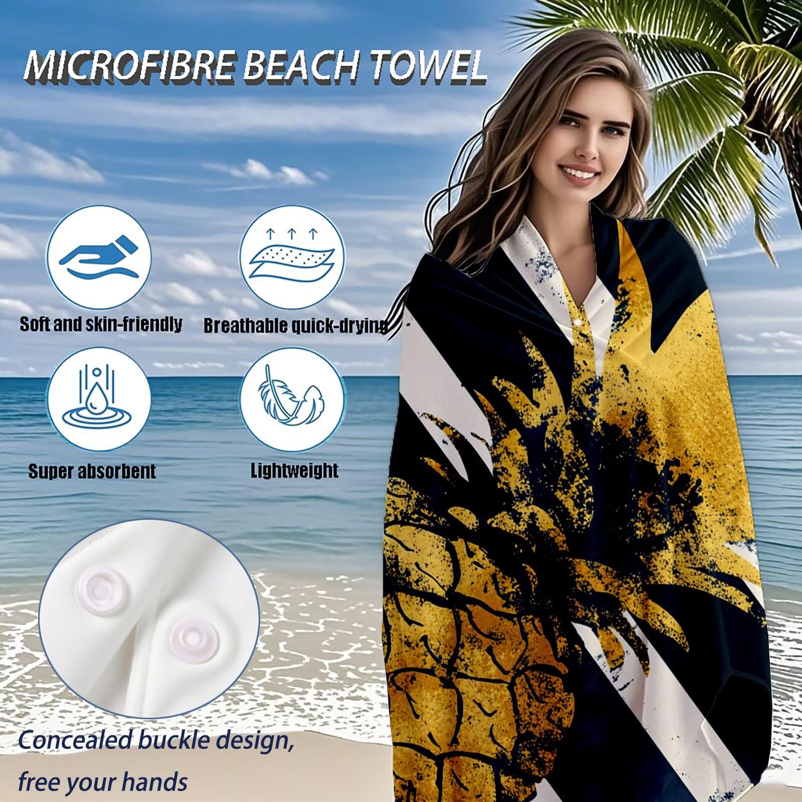 Toallas de Playa Microfibra Raya Toalla Playa Grande 180x90 cm Mujer Hombre Secado Rápido Absorbente Toallas Gimnasio Suave Sin Arena Ligera Toalla Microfibra para Playas Piscina Viajes Camping Q-621