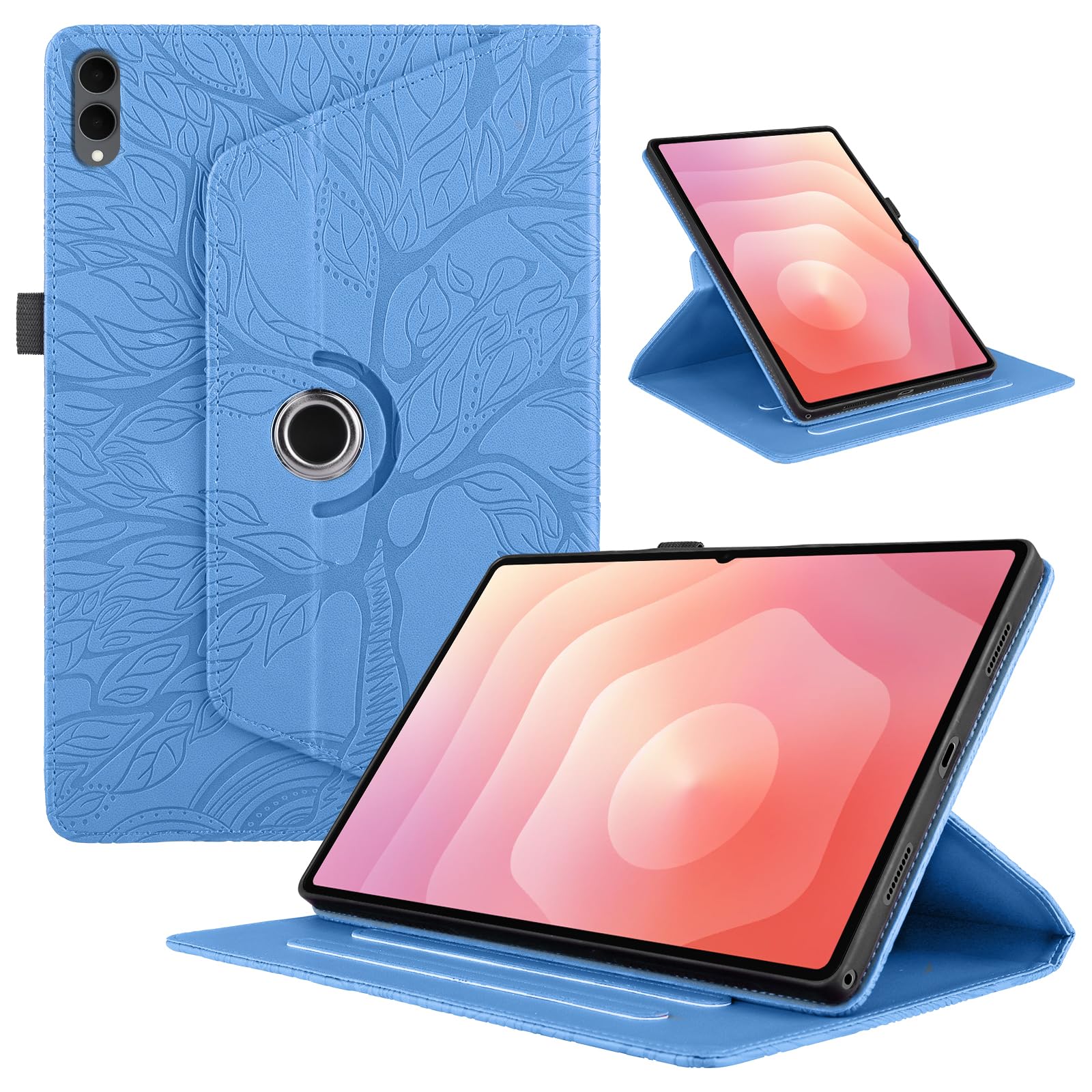 Funda para Samsung Galaxy Tab S9/ S8/ S7 11" (SM-X710/X700/T870) PU Cuero Tablets Protectora Cover 360°Carcasa Giratoria de ángulo Múltiple Stand Función Tablets Funda,Rojo Árboles — view 205
