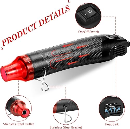 Miniatura 2 de 3 pistolas de calor para manualidades, mini pistola de aire caliente portátil de mano para manualidades, repujado, resina epoxi, envoltura