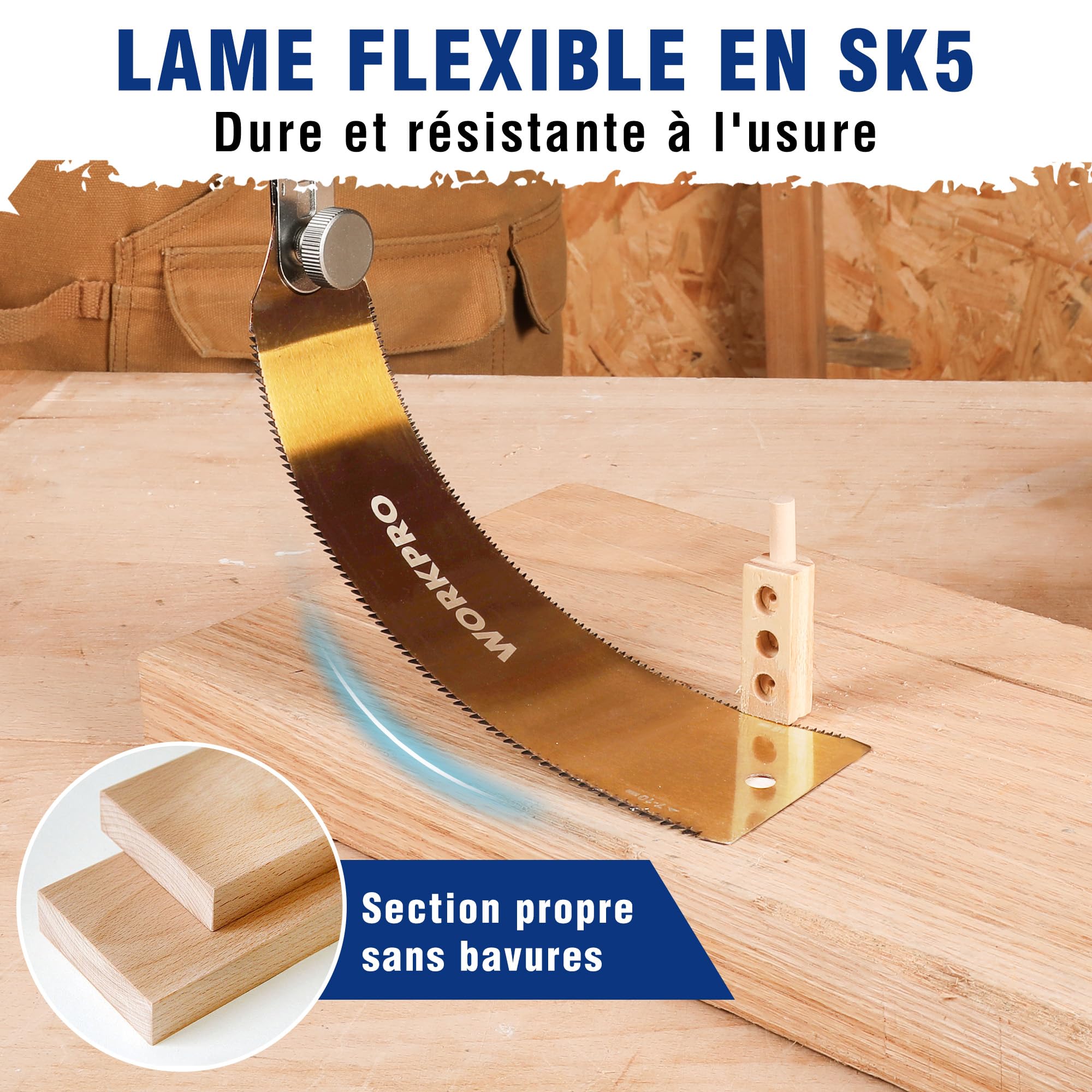 WORKPRO Scie Japonaise 150 mm, Scie à Main à Double Tranchant de 14/17 WORKPRO Scie Japonaise 150 mm, Scie à Main à Double Tranchant de 14/17
