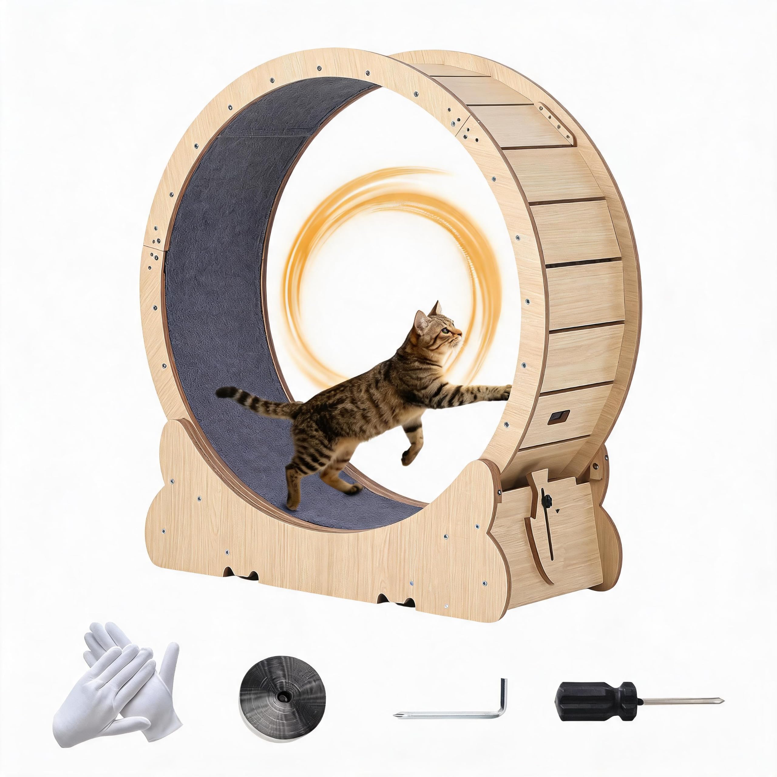Cat Exercise Wheel for Indoor Cats, 43.3" XL Large Cat Running Wheels, Cats Treadmill Whe…