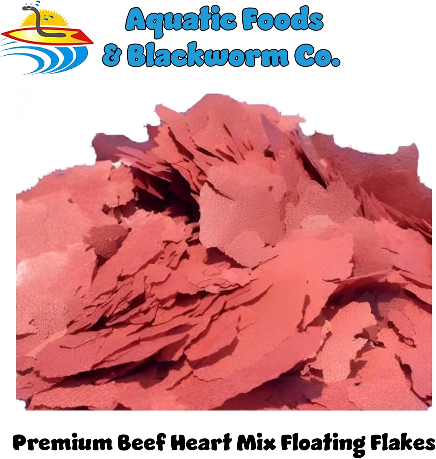 Aquatic Foods Inc. Beef Heart Mix Flakes of Beef Heart, Shrimp, Spinach, Nori, Natural Astaxanthin (Natural Color Enhancer) for Discus, Cichlids, for All Tropical Fish - Premium AF Flakes - 1-lb