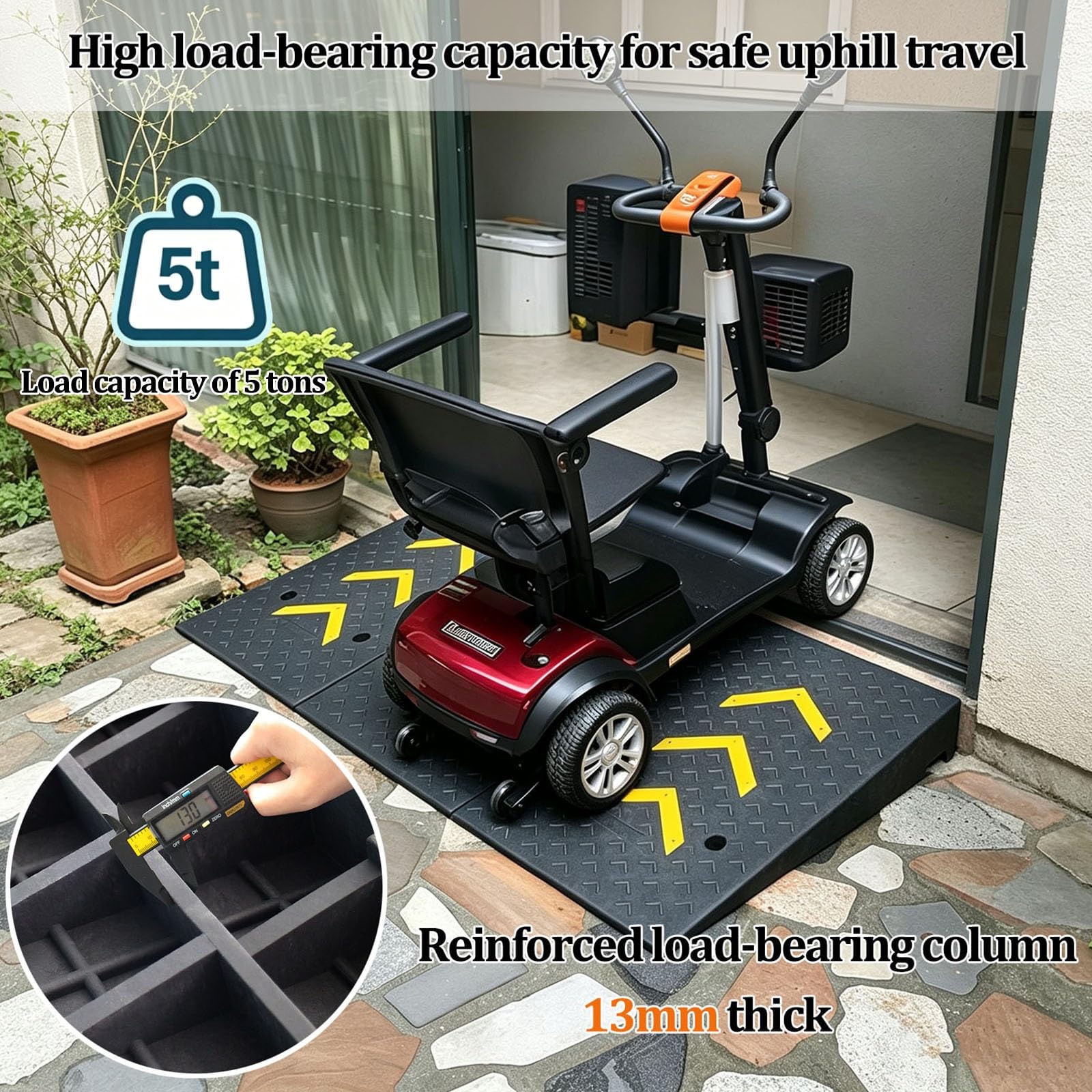 Rampe di soglia per porte, rampa per sedie a rotelle | Adatte per scooter, carrozzine elettriche e auto; portata di 5000 kg (11.023 libbre)(100*30*12cm)