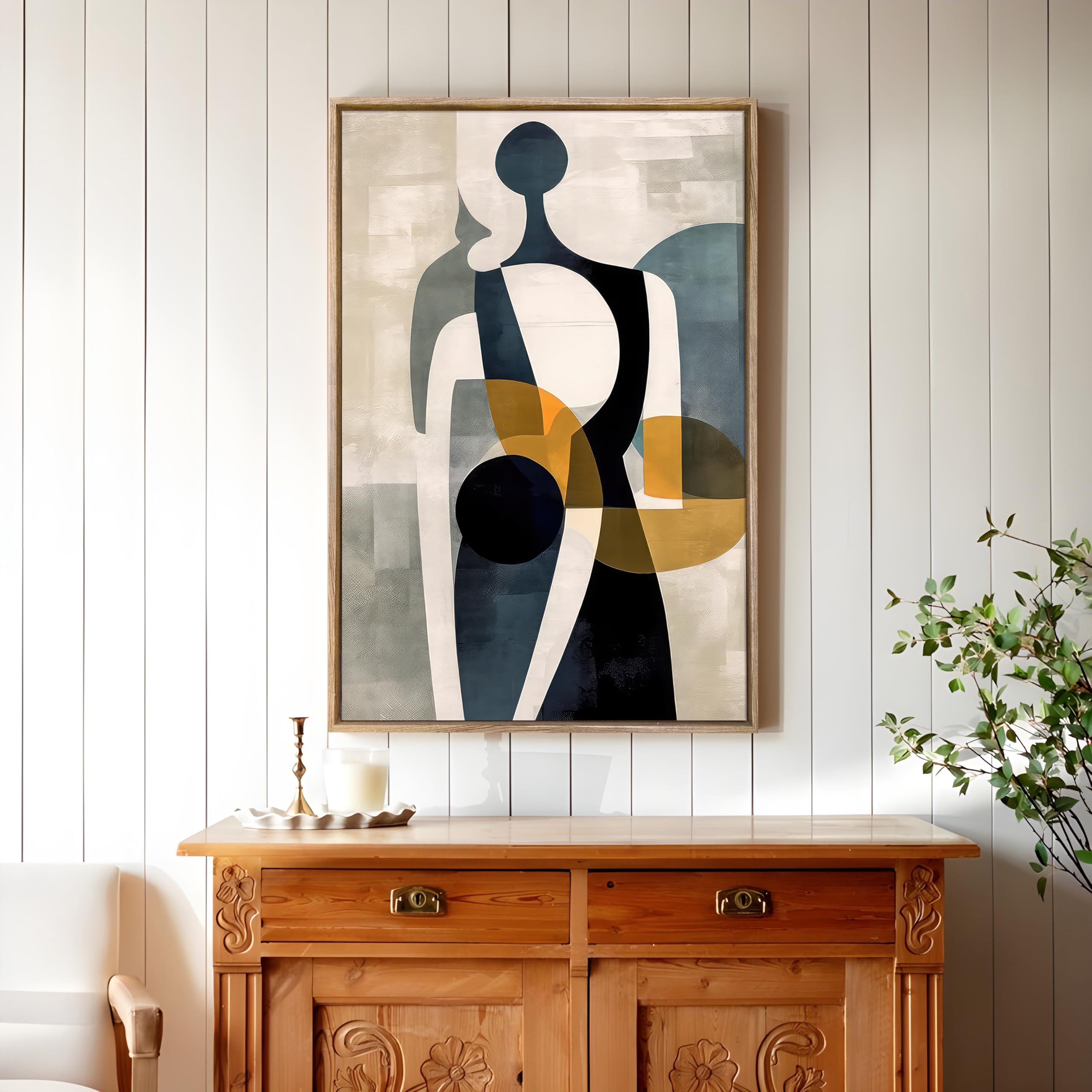 Abstract Geometric Canvas Painting - Beige, 23x35 Inch -21 Abstract Geometric Canvas Painting - Beige, 23x35 Inch -21