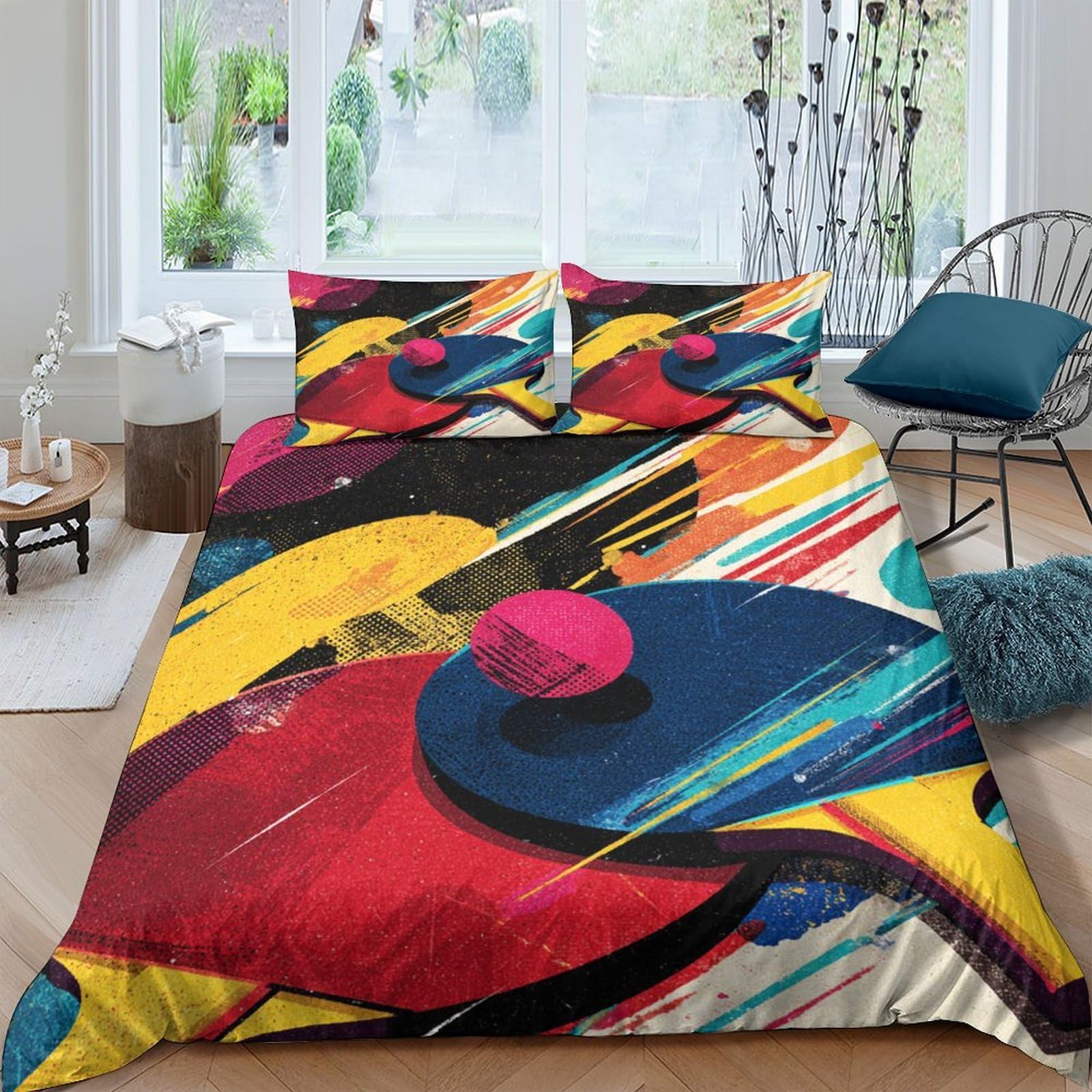 Ctjqhvkz Style-4 3D Printed Abstract Colorful Art Fitted Sheet Microfiber Soft Modern Geometric Mattress Cover For Bedroom Home Single（135X200cm）