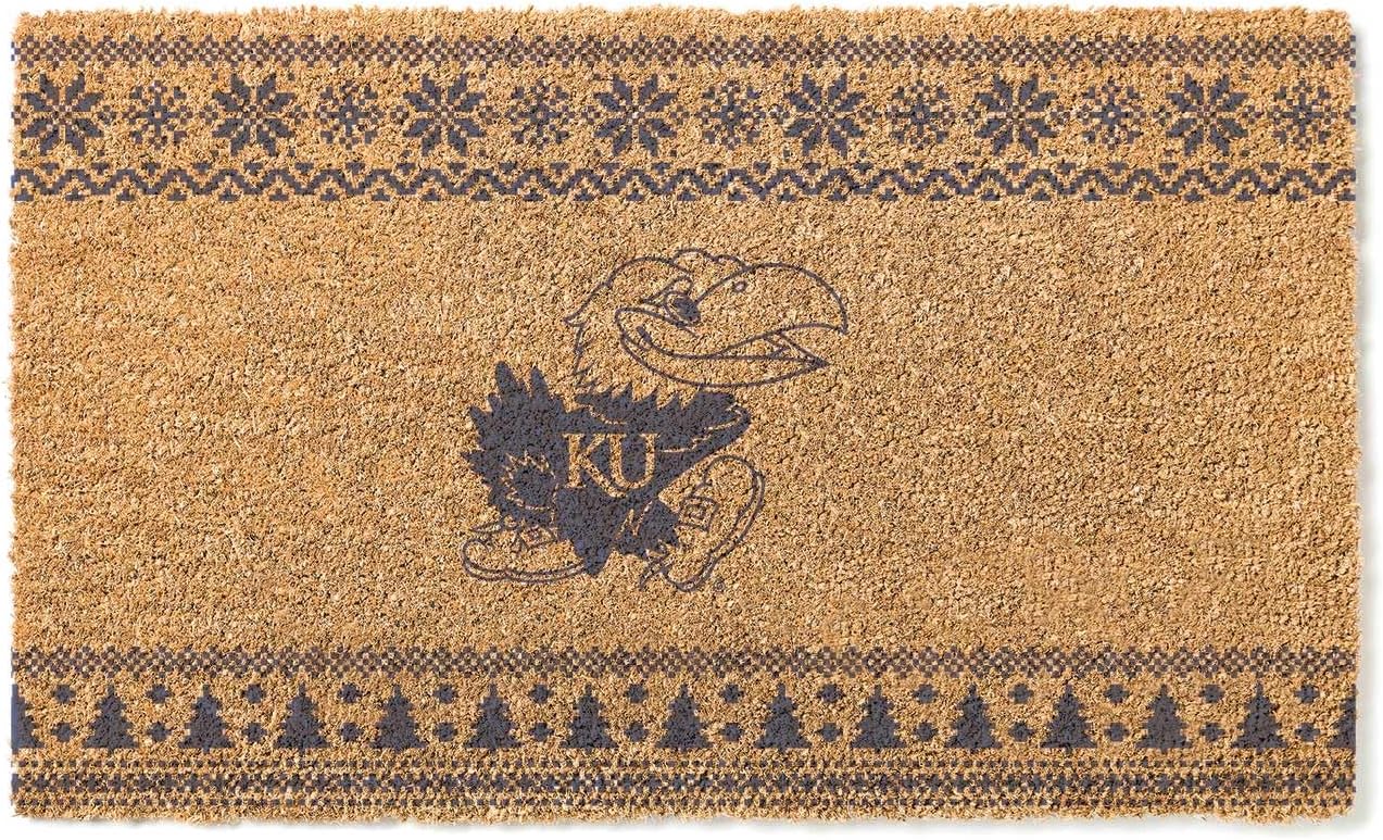 Amazon.com : KH Sports Fan Kansas Jayhawks Holiday Coir Doormat, 18x30 ...