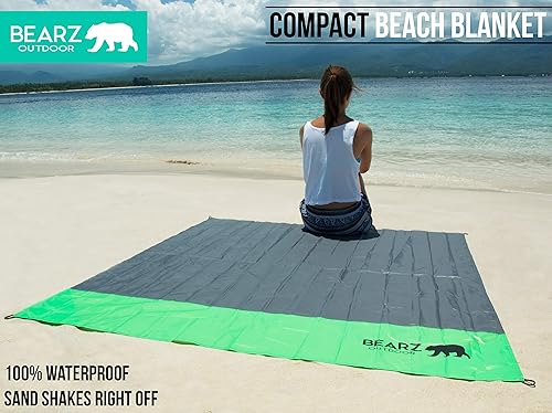 Miniatura 4 de Paquete de manta de bolsillo y toalla de secado rápido (verde), manta de playa, toalla de microfibra, toalla de camping y manta de picnic de lona de