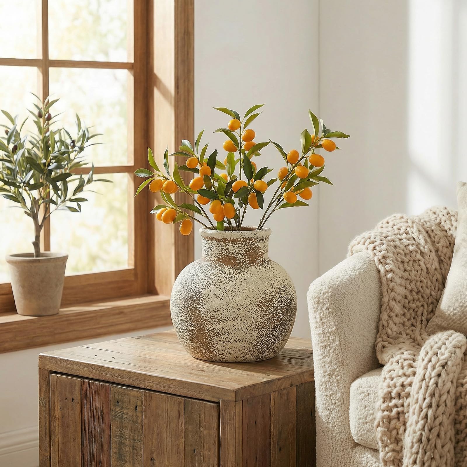 Vase en céramique de 15,2 cm, vase à fleurs pour table et salon