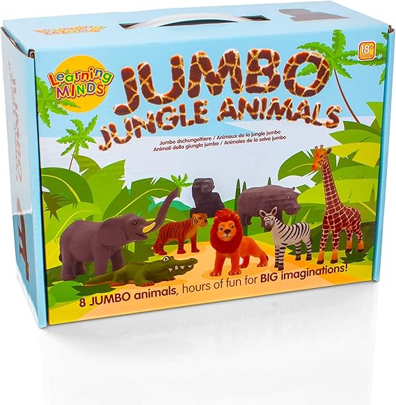 Learning Minds Set Of 8 Jumbo Jungle Animal Figures 18 Months Amazon De Toys Games