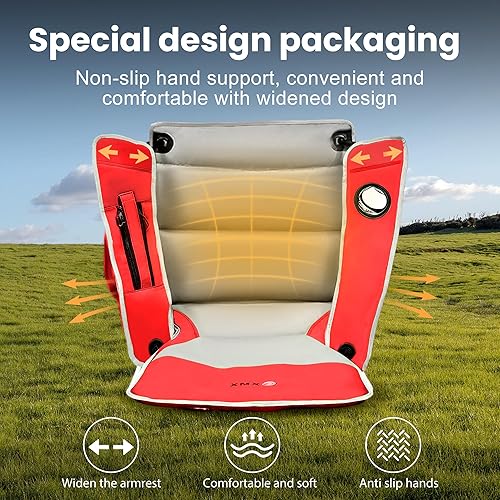 Miniatura 3 de XMT Reposabrazos extra anchos Silla plegable portátil con soporte para tazas, bolsa enfriadora, tela Oxford 600D resistente, soporta 450 libras,