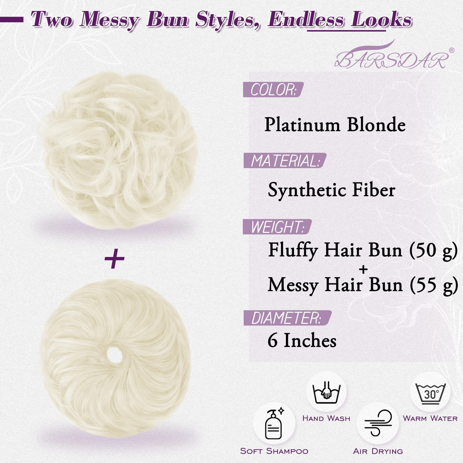 BARSDAR 2 PCS Messy Bun Hair Pieces - Image 2