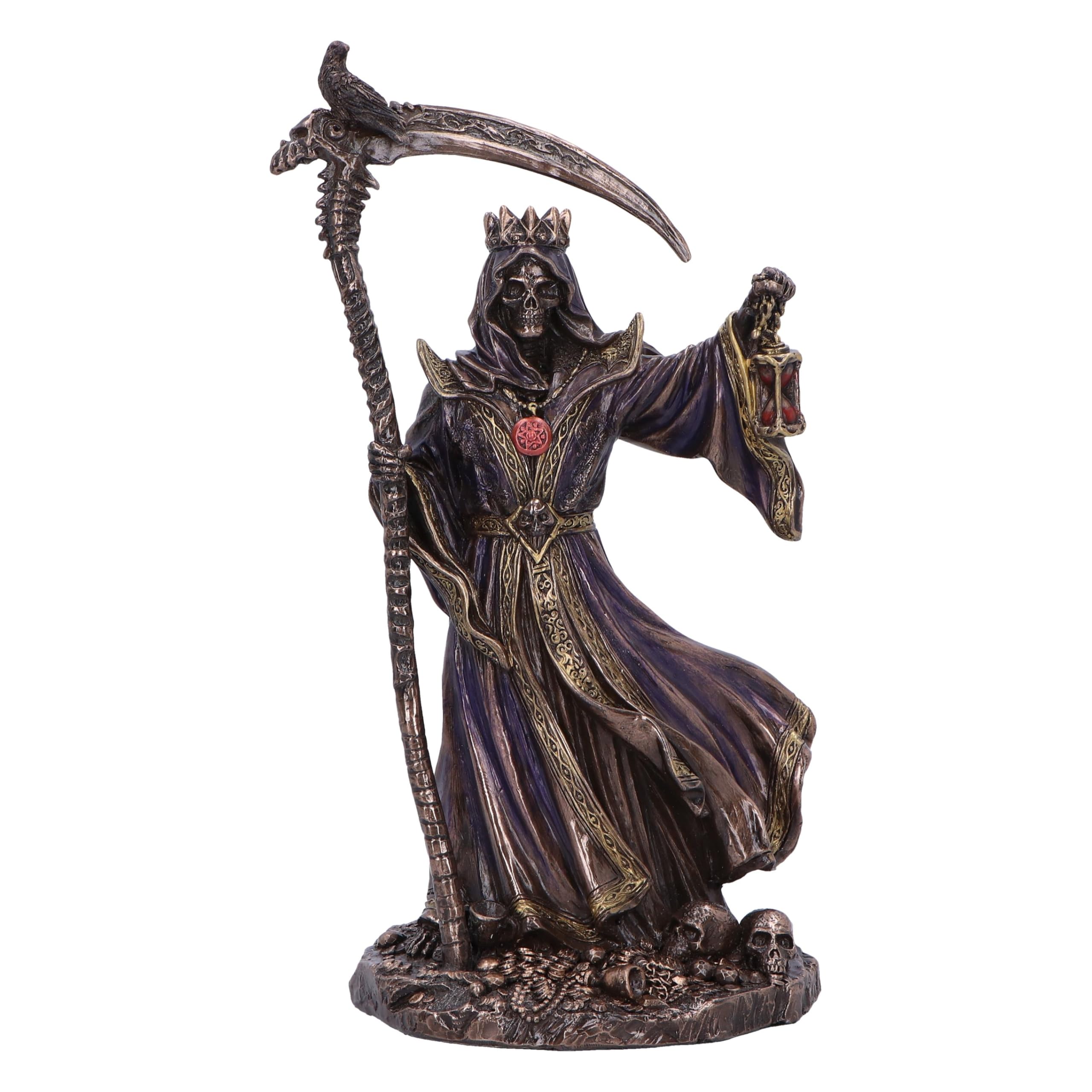 Nemesis Now Deathly Crown Crowned Reaper Skeleton Holding Scythe and Hourglass 21.5cm, Resin, Cast in the Finest Resin, Expertly Hand-Painted