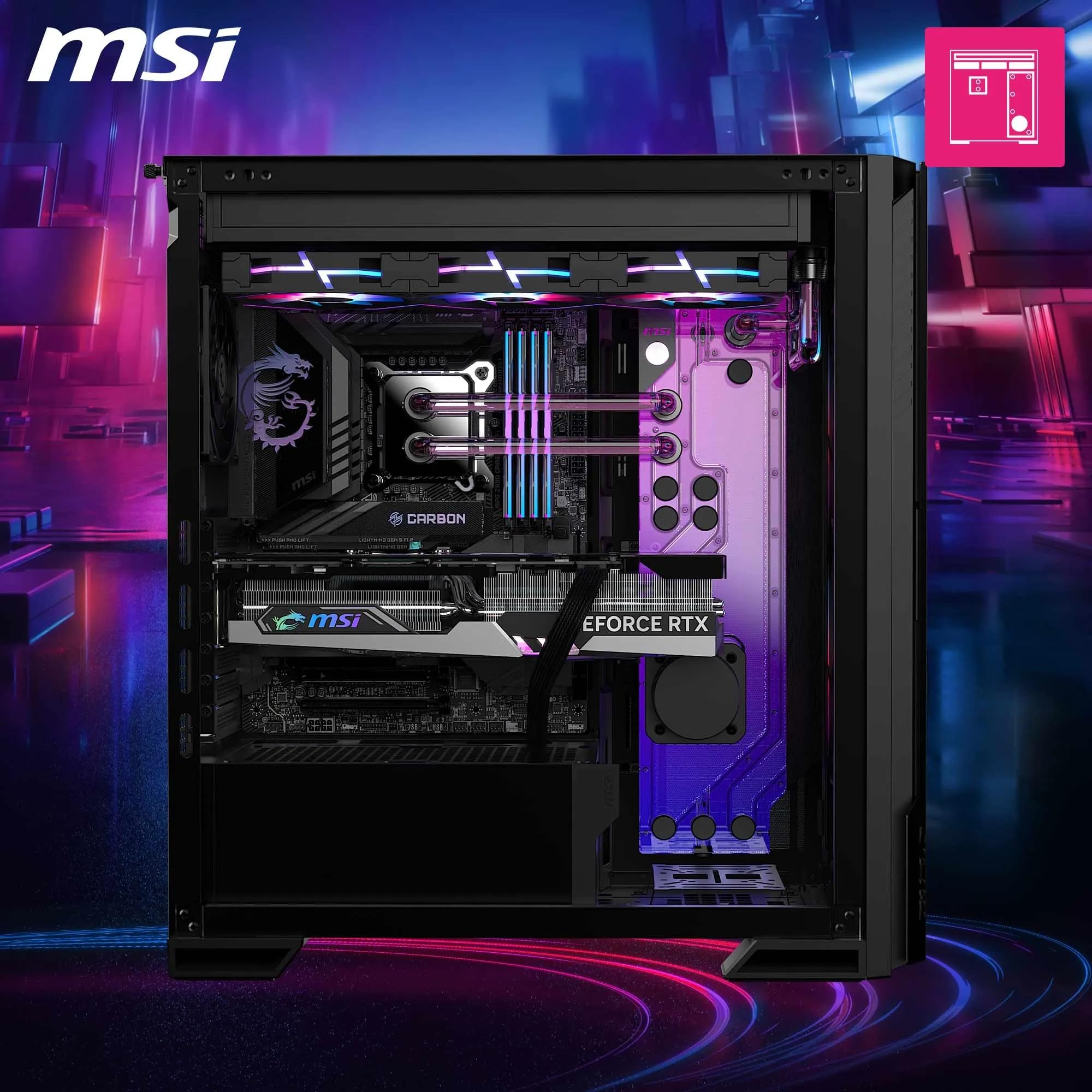 MSI MPG Velox 300R PZ – Torre Gaming ATX con Panel Mesh, Alto Flujo de Aire, Ventiladores ARGB, USB-C, Soporte GPU Vertical, Cristal Templado – Chasis Premium para PC Gaming