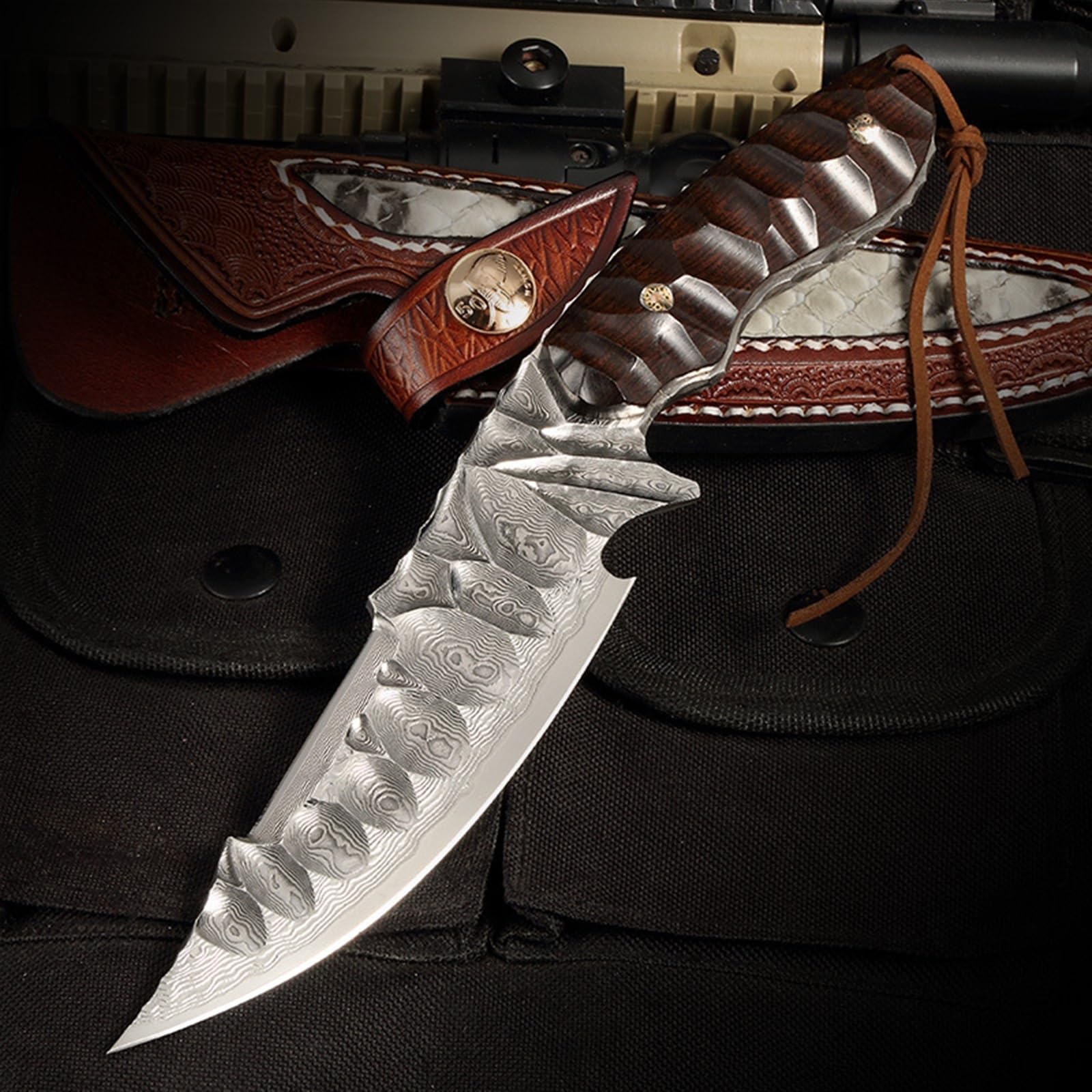 Handmade Damaskus Jagdmesser Messer OutdoorKnife Multifunktional Knochenabbau Jagdmesser aus einem Stück handgeschmiedetes Outdoormesser