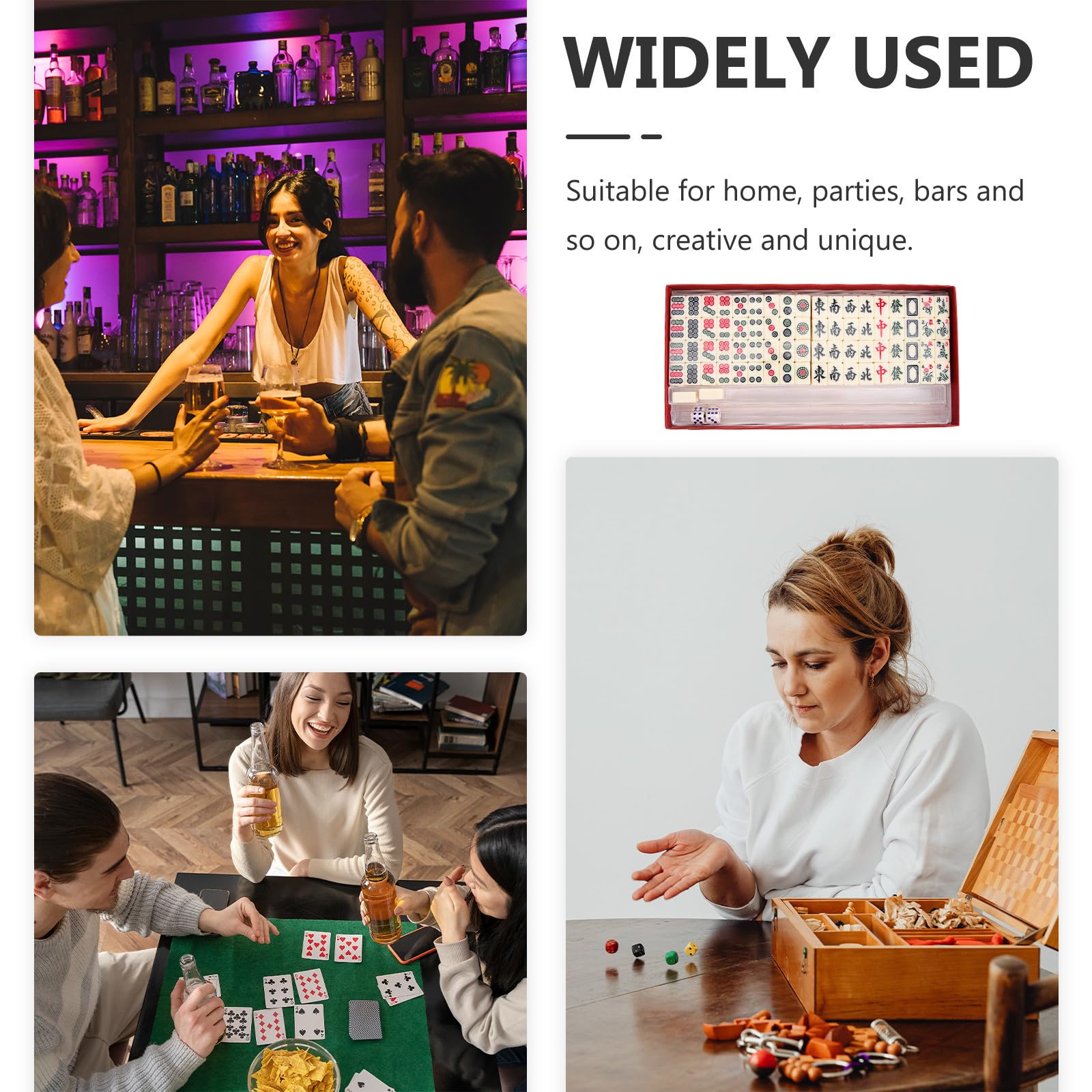 Tragbares Kleiner Mahjong Spielset für Zuhause und Reisen mit Melamin und PVC Komplettes Zubehör Leicht zu Tragen Indoor Brettspiel für Geduld und Spaß