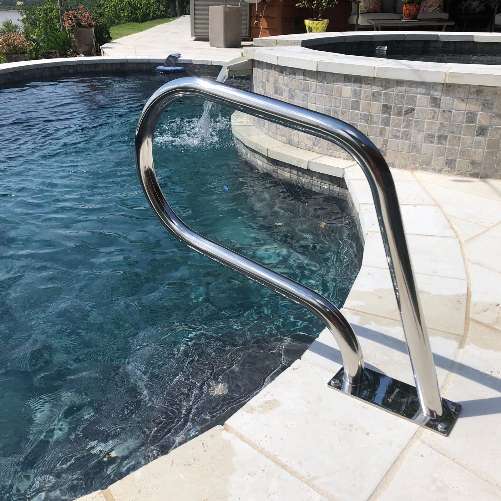 Rampes de Piscine en Acier Inoxydable 304, rampes d'escalier pour Spa avec Base à Montage Rapide, rampes de sécurité pour piscines de Jardin et d'arrière-Cour